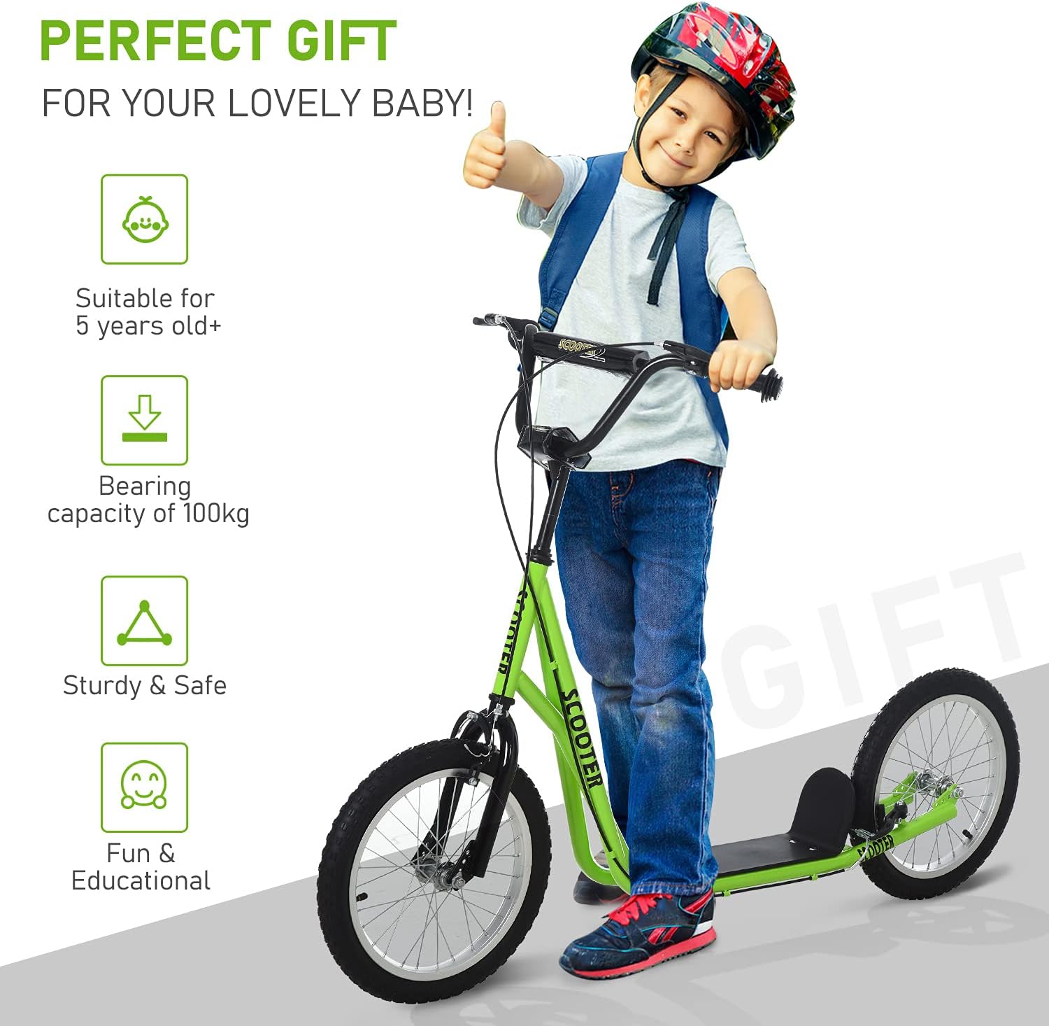 Aosom Youth Scooter Max Load 220 LBS Kids 5+