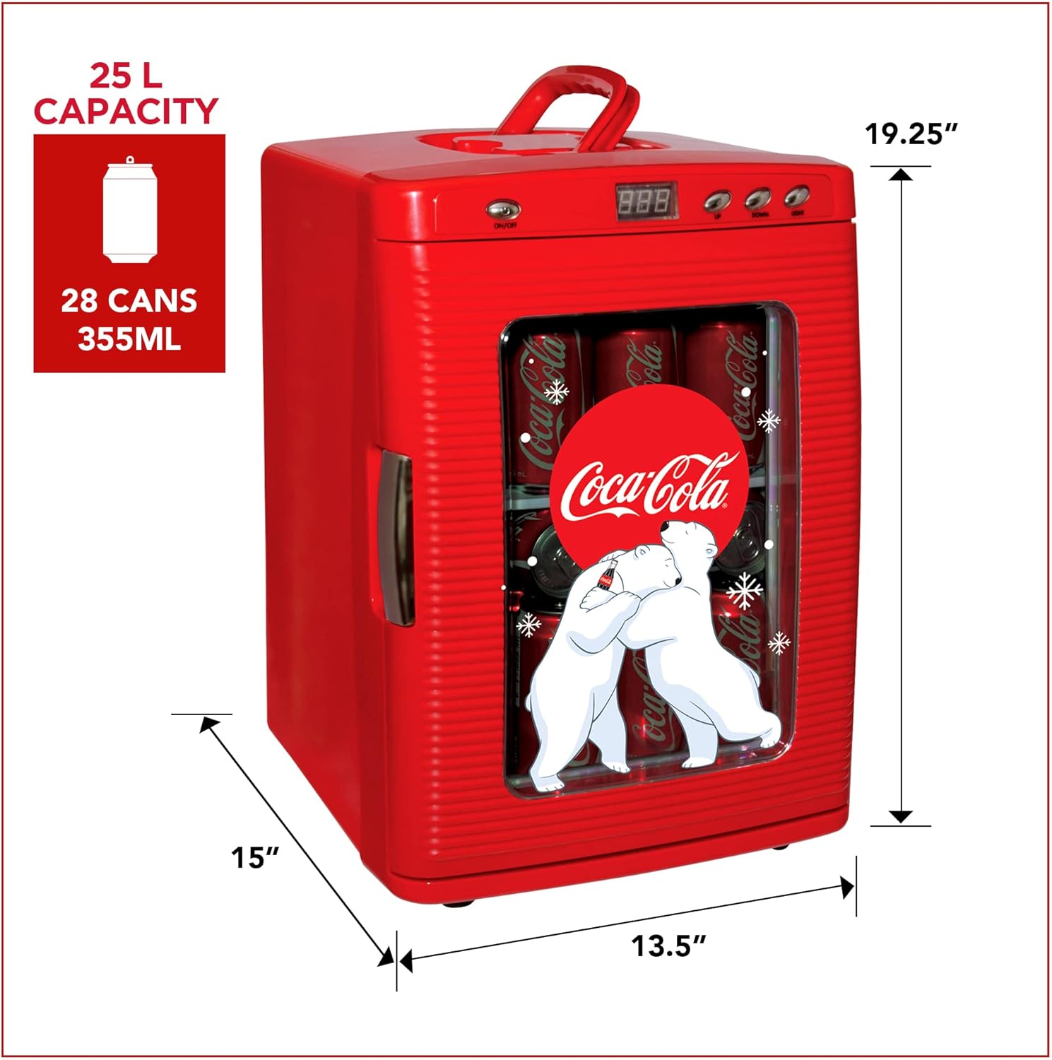 Coca Cola Mini Fridge - Refrigerator for Bedroom Office, Portable Table Top Beverage Cooler, 12V 110V Refrigerador For Drinks, Soda, Wines, Use In Car