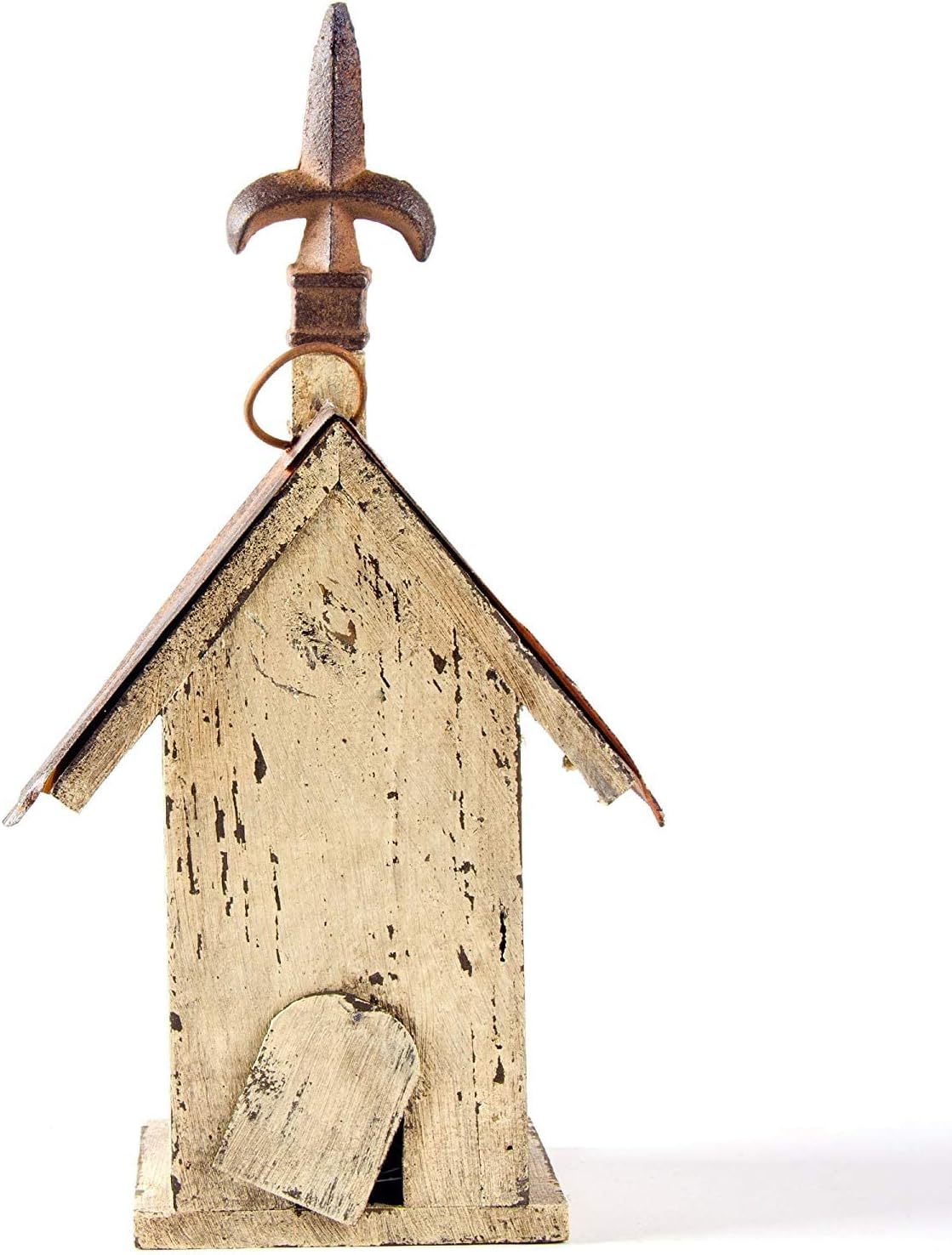 Glitzhome 14" H Hanging Distressed Wooden Church Birdhouse Garden Decor