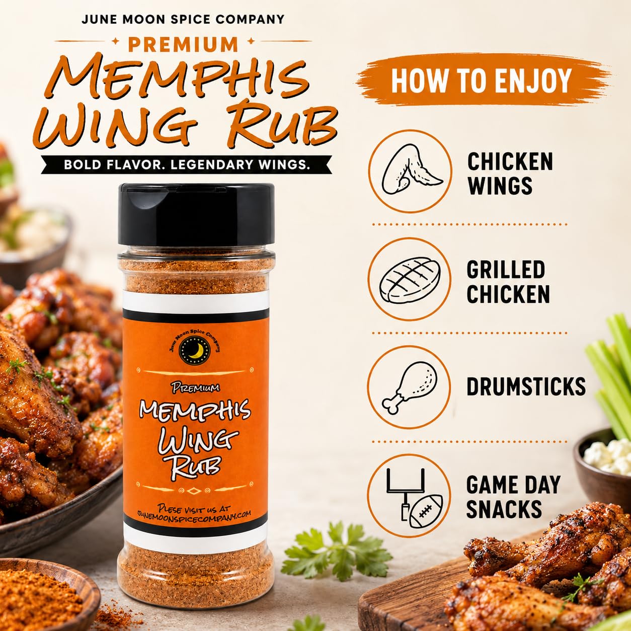 Memphis Chicken Wing Seasoning | Southern Dry Rub | Large Shaker