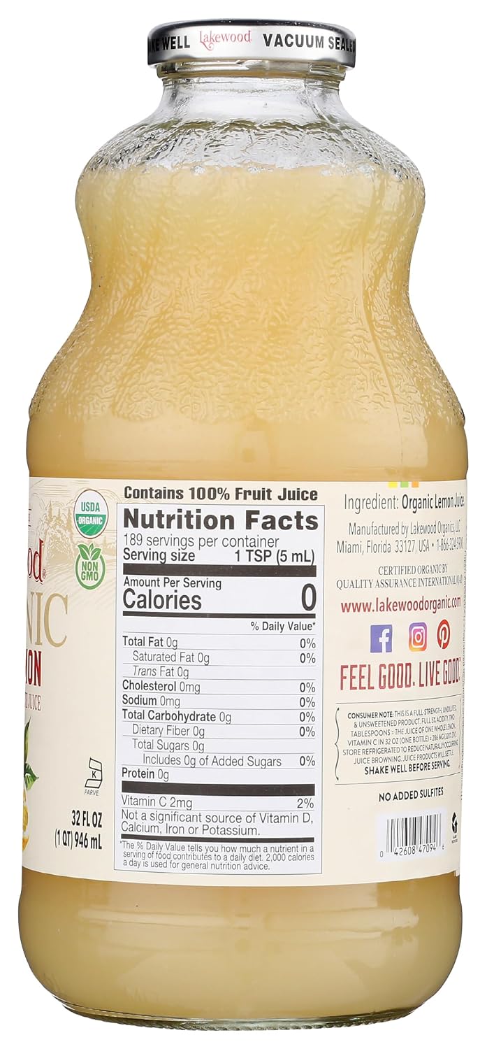 Lakewood Organic Pure Cranberry, Fresh Pressed, 32 Fl Oz (Pack of 6)