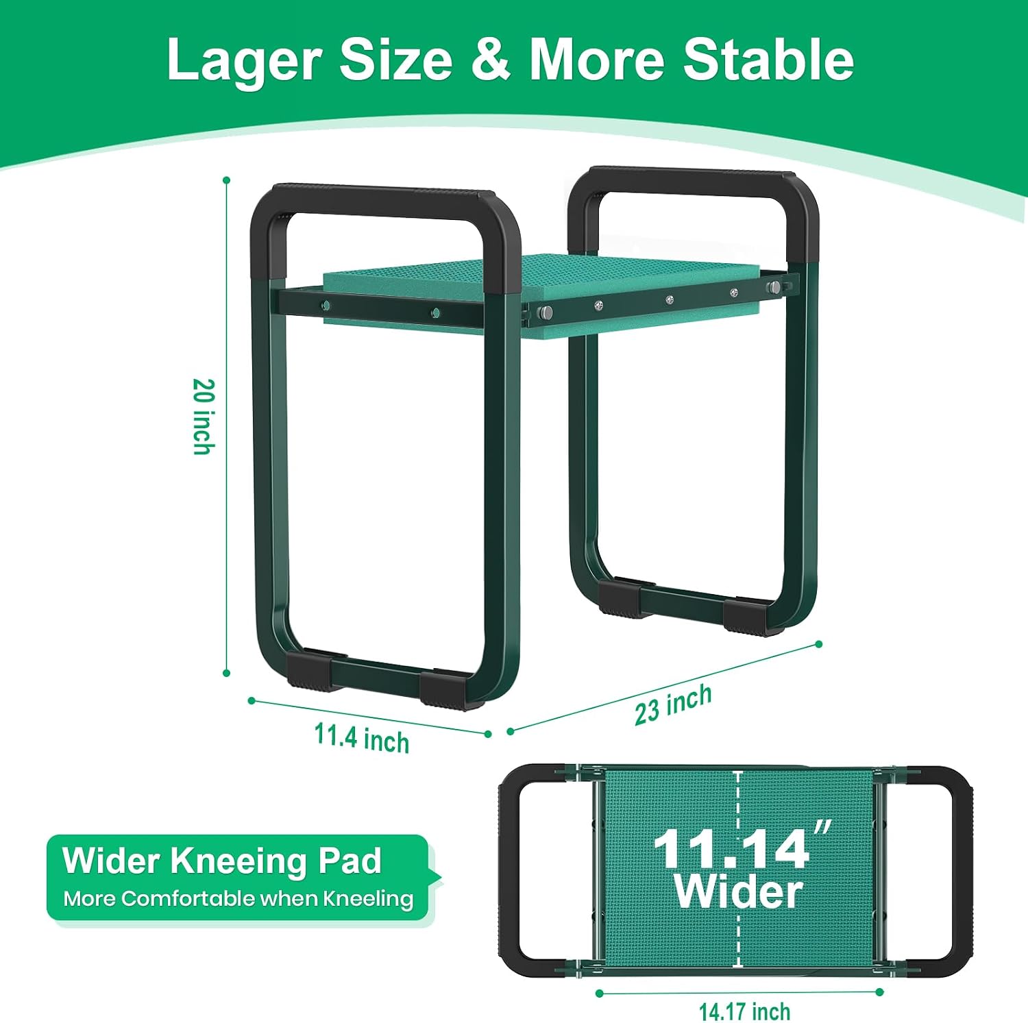 TomCare Garden Kneeler and Seat, 11.12" Kneeling Pad Sturdy Garden Bench | Heavy Duty Garden Stool, 450 lbs Load Capacity, 2 Tool Pouches, Foldable Design, Gardening Gift for Women, Men and Gardeners