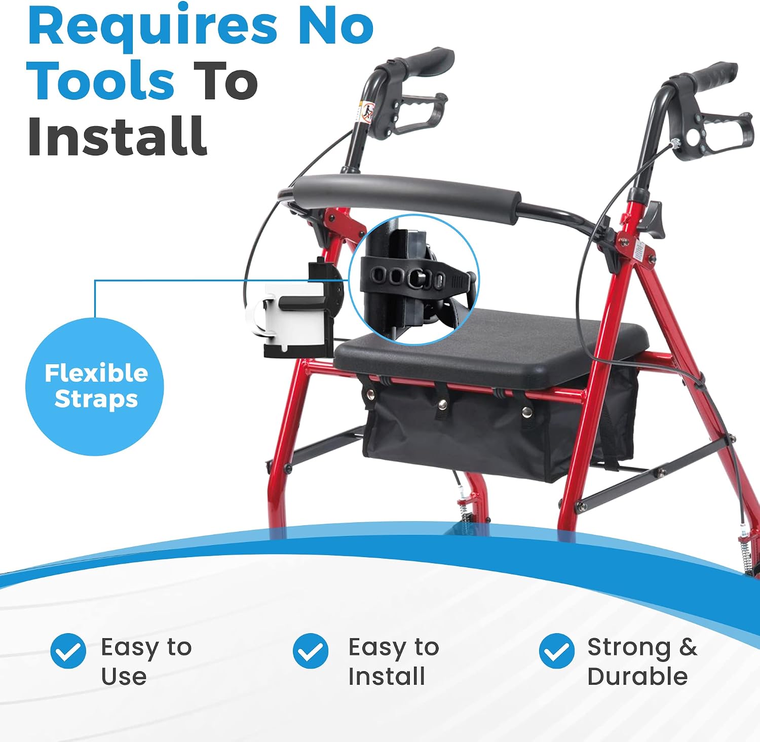 Easy Walker Cup Holder for Rollator Wheelchair Scooter, Adjustable Foldable