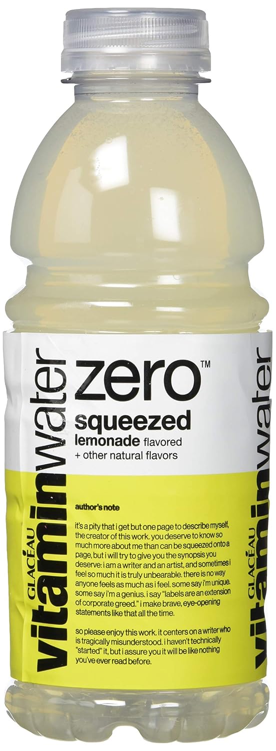 vitaminwater zero squeezed, lemonade flavored, electrolyte enhanced bottled water with vitamin b5, b6, b12, 20 fl oz, 12 pack