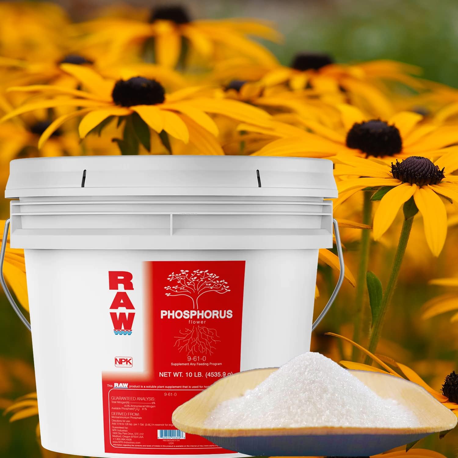 RAW Phosphorus Fertilizer - Water Soluble, High Phosphorus for Plants, 10lb | Energy for Fruit and Flower - Ideal Hydroponic Phosporus Fertilizer for Indoor Plants, Gardens and Vegetables