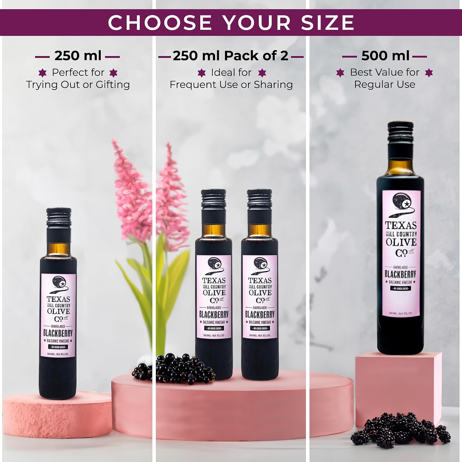 White Lemon Balsamic Vinegar - Gourmet Barrel Aged Infused Balsamic Vinegar - Great for Dressing Dipping Glazing - No Artificial Flavors or Added Sugar - Made in Texas (8.5 oz)