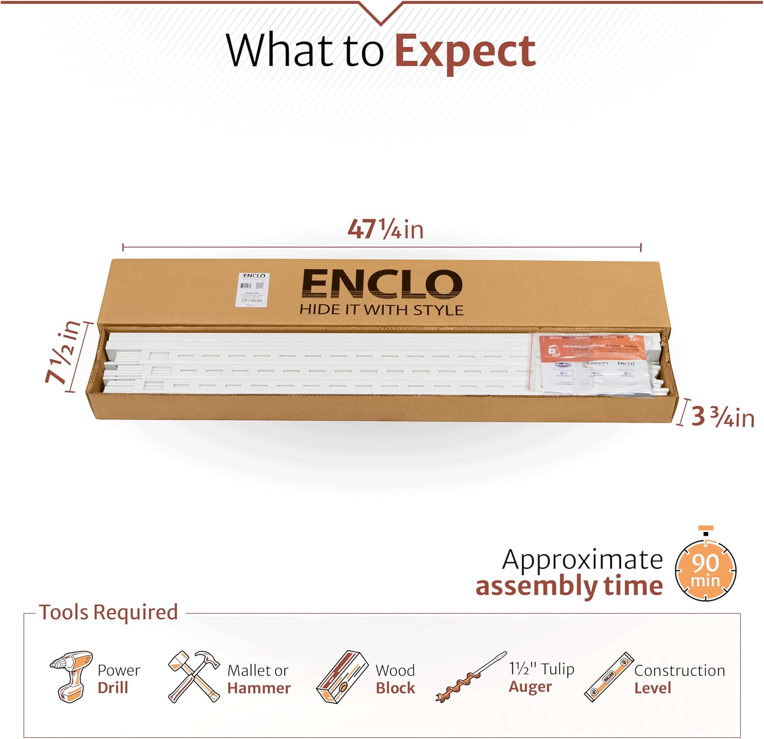 Enclo Wilmington Privacy Screen 2pk, White Vinyl DIY No Dig Kit | 45.5inH x 36.5inW, 2 Panels, ZP19008