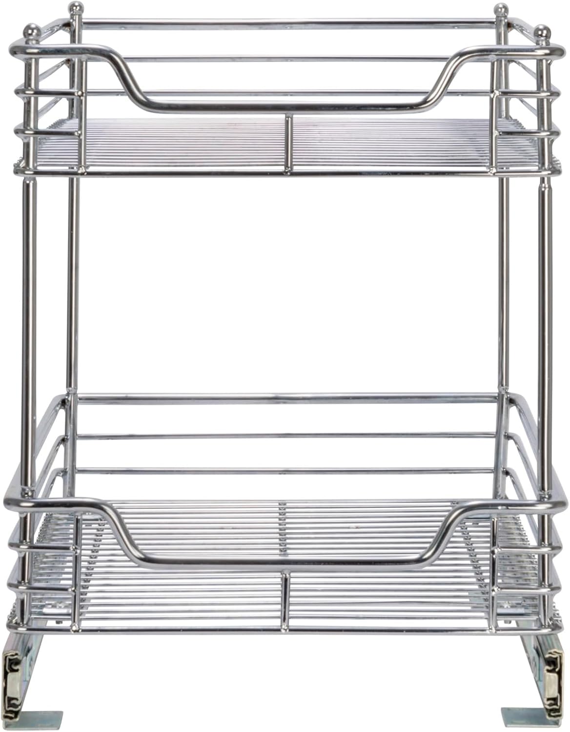 Household Essentials Glidez 2‑Tier Multipurpose Chrome‑Plated Steel Pull‑Out/Slide‑Out Under Cabinet Organizer, Chrome Finish