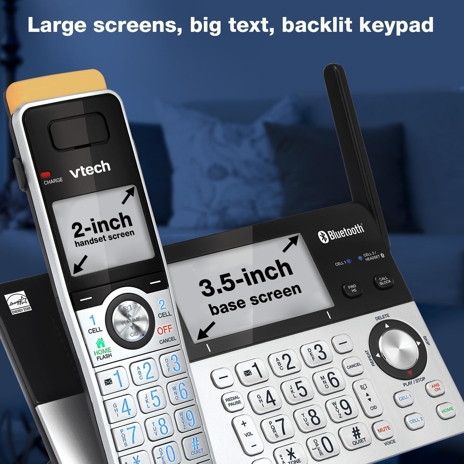 VTech IS8151-5 Super Long Range 5 Handset DECT 6.0 Cordless Phone for Home with Answering Machine, 2300 ft Range, Call Blocking, Bluetooth
