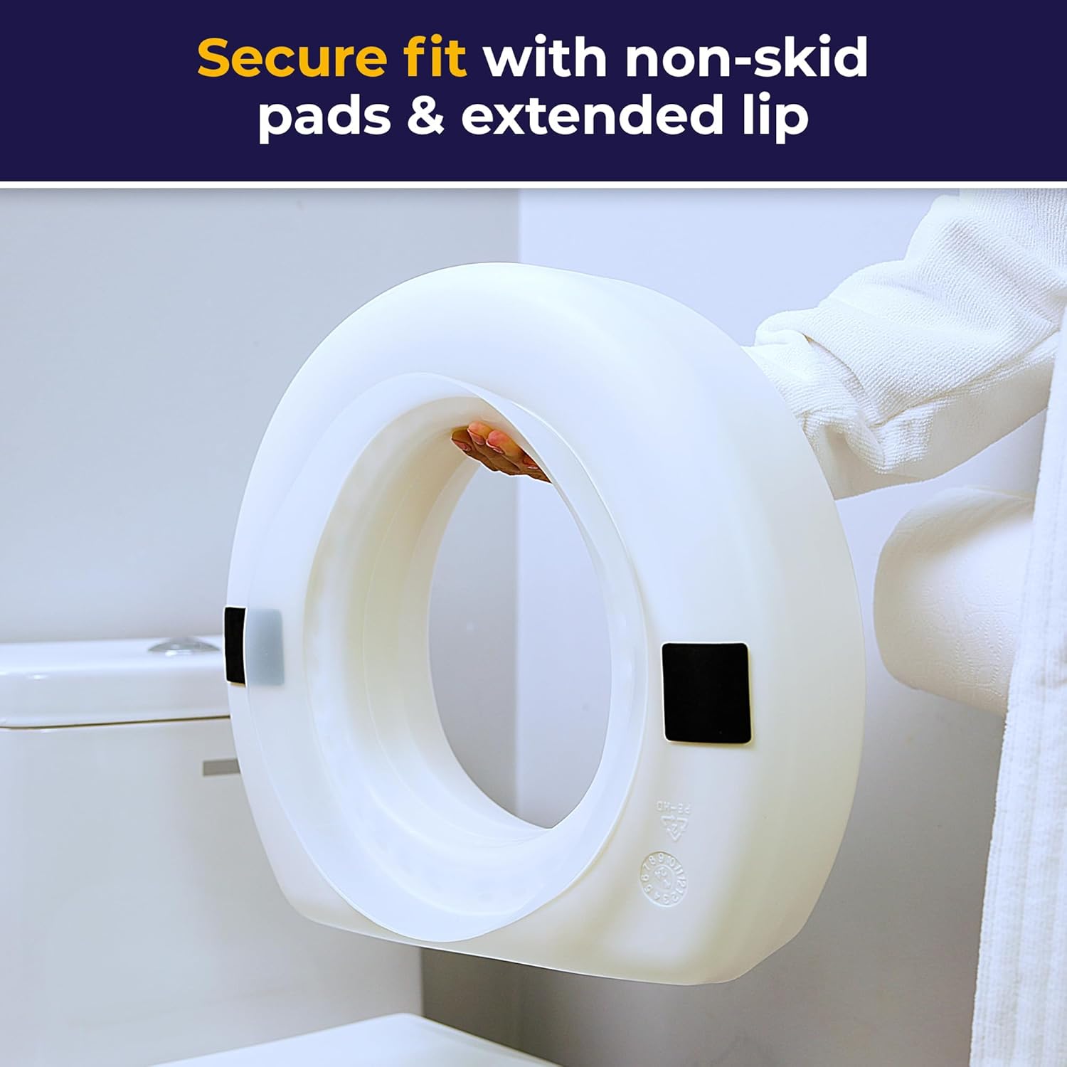 AquaSense 4-Inch Portable Toilet Seat Riser, Elevated Seat for Seniors | Elevated Seat Offers Easy Installation and Sturdy