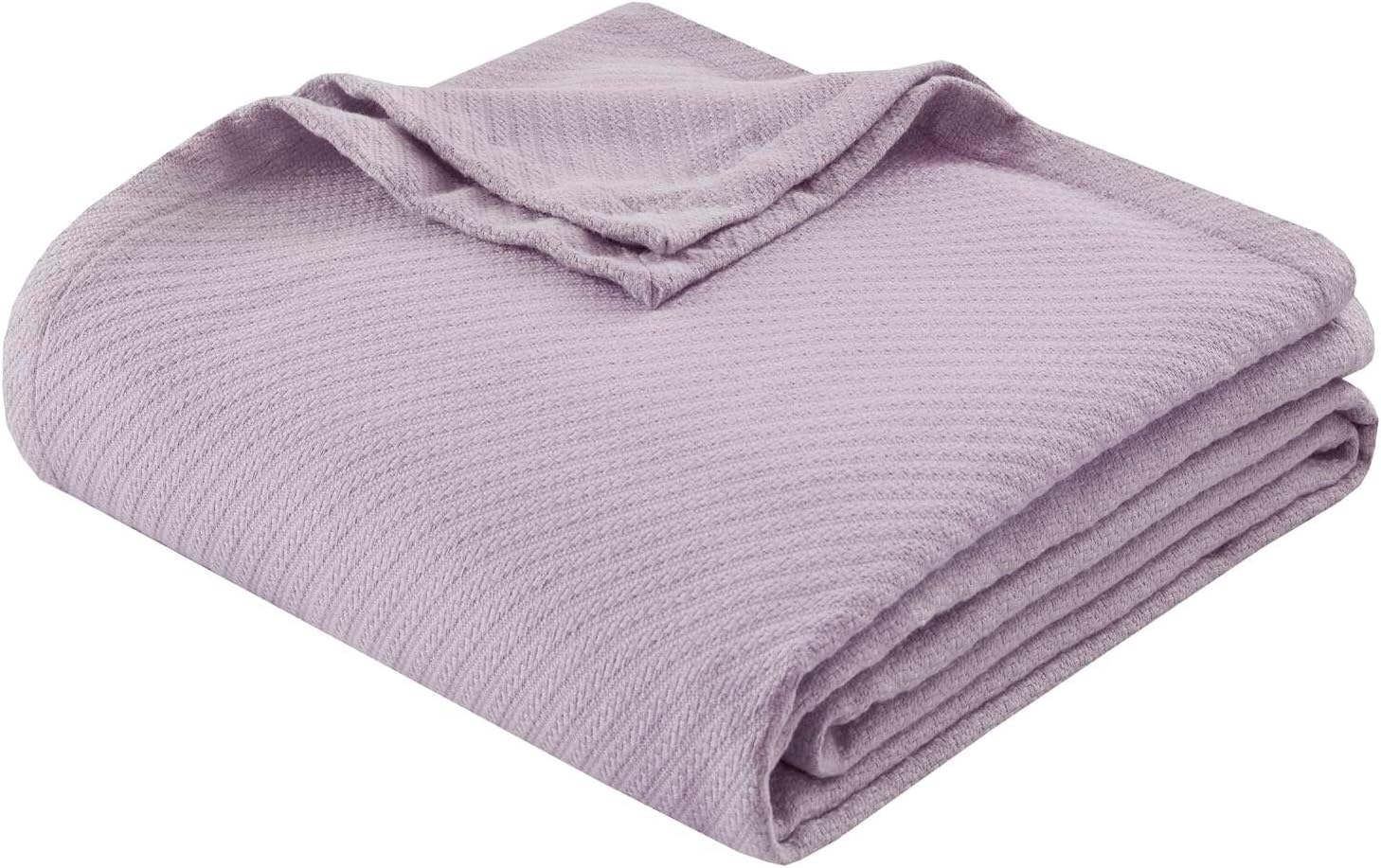 Madison Park Liquid Cotton Luxury Blanket Premium Soft Cozy 100% Ring Spun Cotton For Bed , Couch or Sofa, Full/Queen, Light Blue | Breathable Fabric for Bed or Couch, Diamond Pattern, Lightweight, OEKO-TEX Certified