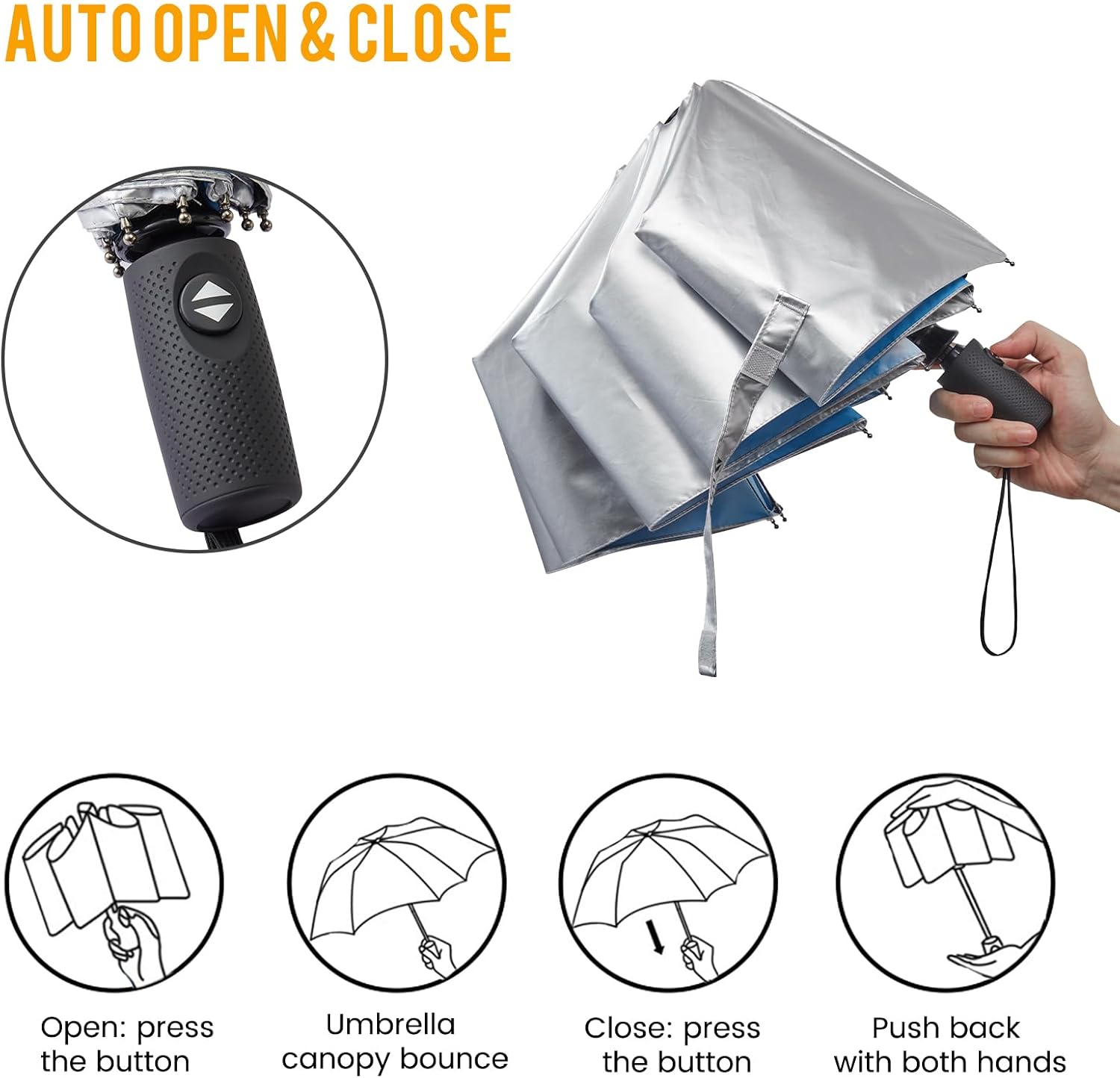 G4Free UPF 50+ UV Protection Travel Umbrella 42/46 Inch Auto Open Close
