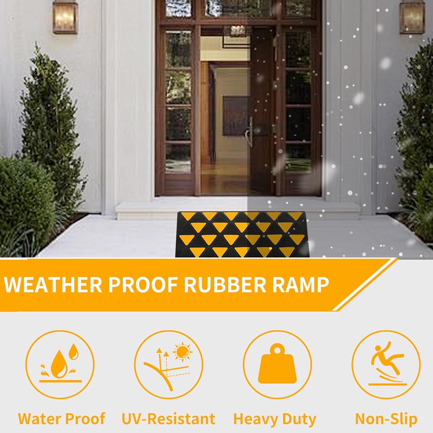 BESEA 6 Inch High Rubber Curb Ramp 23.6" Long, Heavy Duty Driveway Ramp