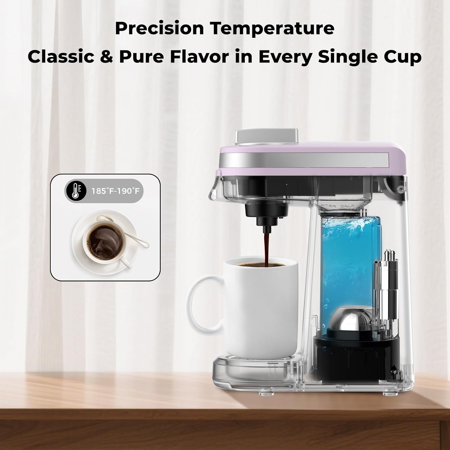CHULUX Mini Single Serve Coffee Maker for K Pod, Brew Up to 12oz Cup, Black | Fast-Heating Boiler System, Single Cup Brewing, Portable Compact Design, Four-Hole Multi-Stream Needle, Adjustable Drip Tray