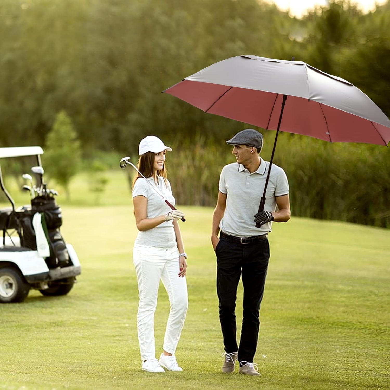 G4Free UV Golf Beach Umbrella 68”Auto Open Extra Large Sun Shade Umbrellas