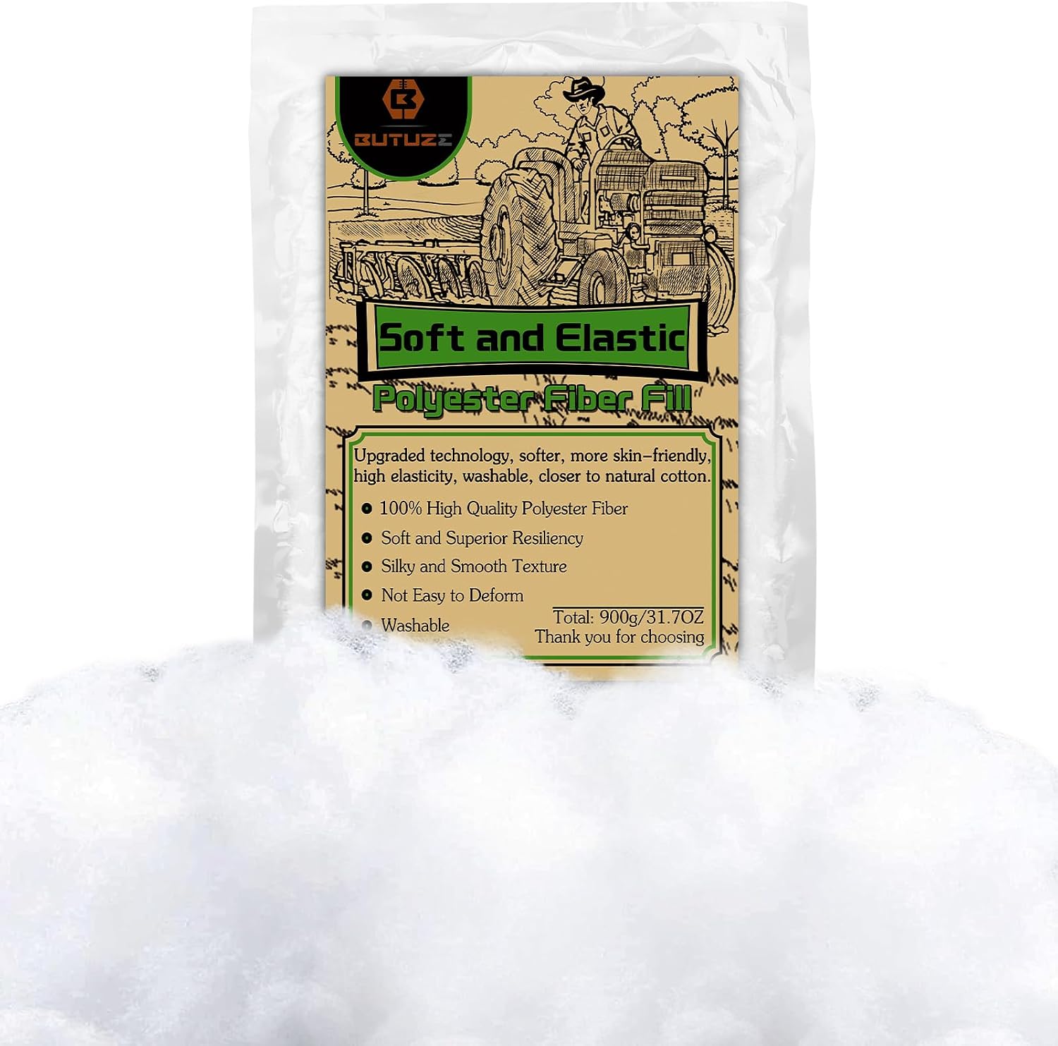BUTUZE 250g/8.8oz Polyfill Stuffing Fiber Fill,Stuffing for Stuffed Animals