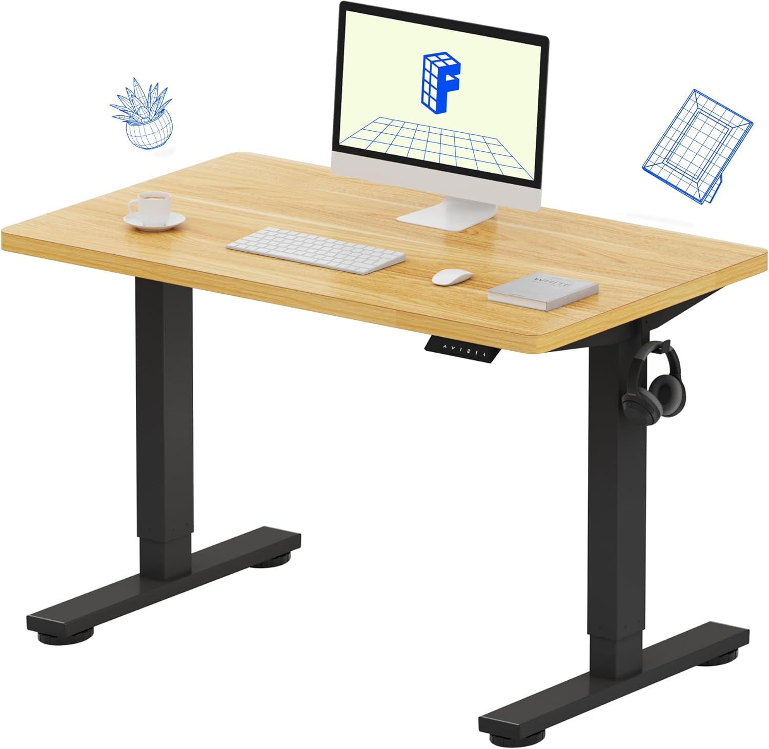 FLEXISPOT EN1 One-Piece Standing Desk, Electric Adjustable with 4 Memory Presets, 176 LBS Capacity, Stable & Quiet