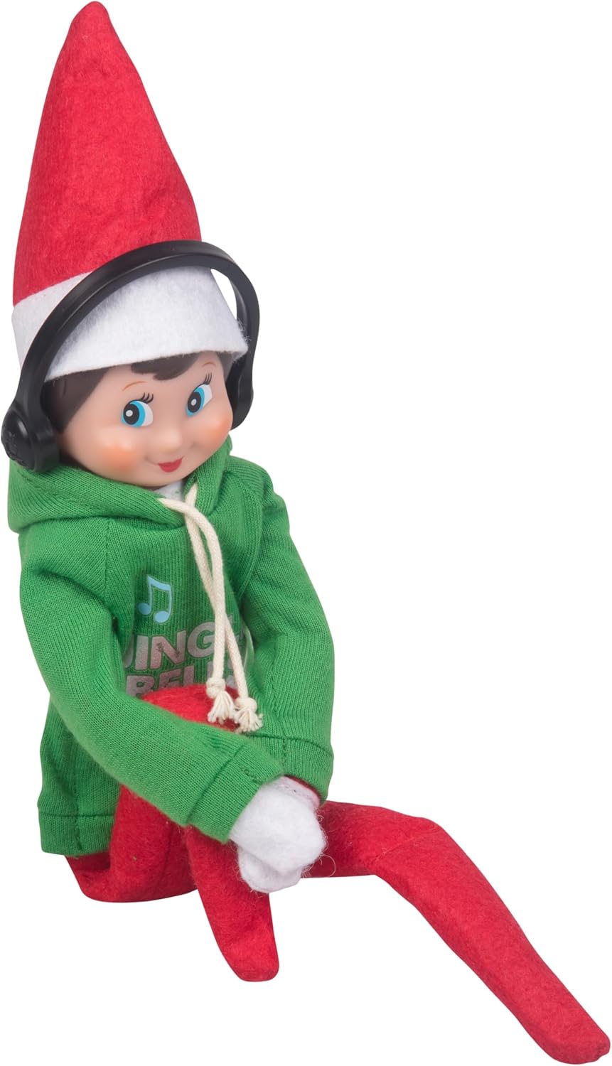 Elf On The Shelf Boy with Jingle Jam Hoodie Set - Blue Eyed Boy Elf Doll with Book and Hoodie with DJ Headphones - Customize Your Elf with Unique DJ