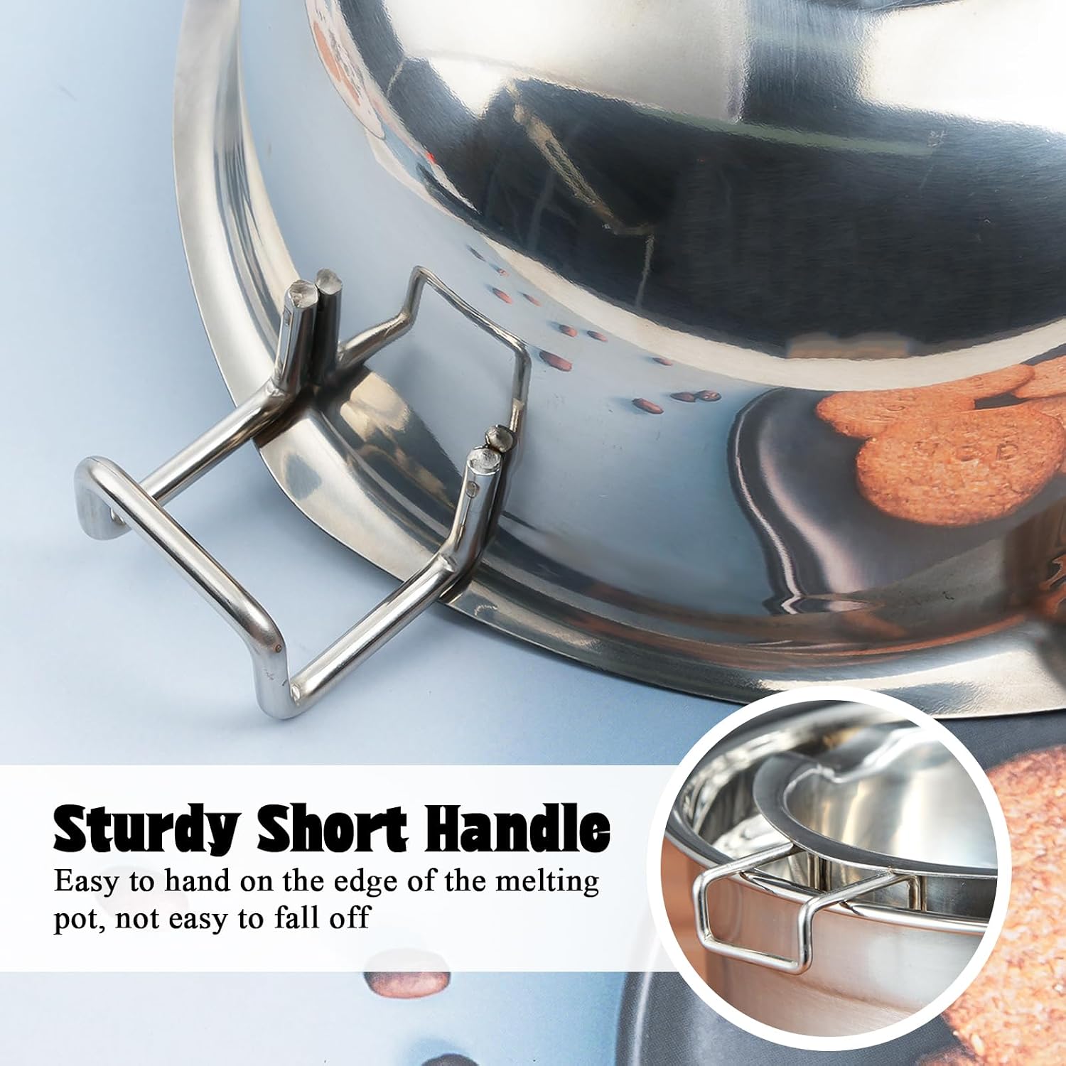 2 Pieces Stainless Steel Double Boiler Pot with 2 Metal Spoon, Chocolate Melting Pot for Melting Chocolate, Butter, Cheese