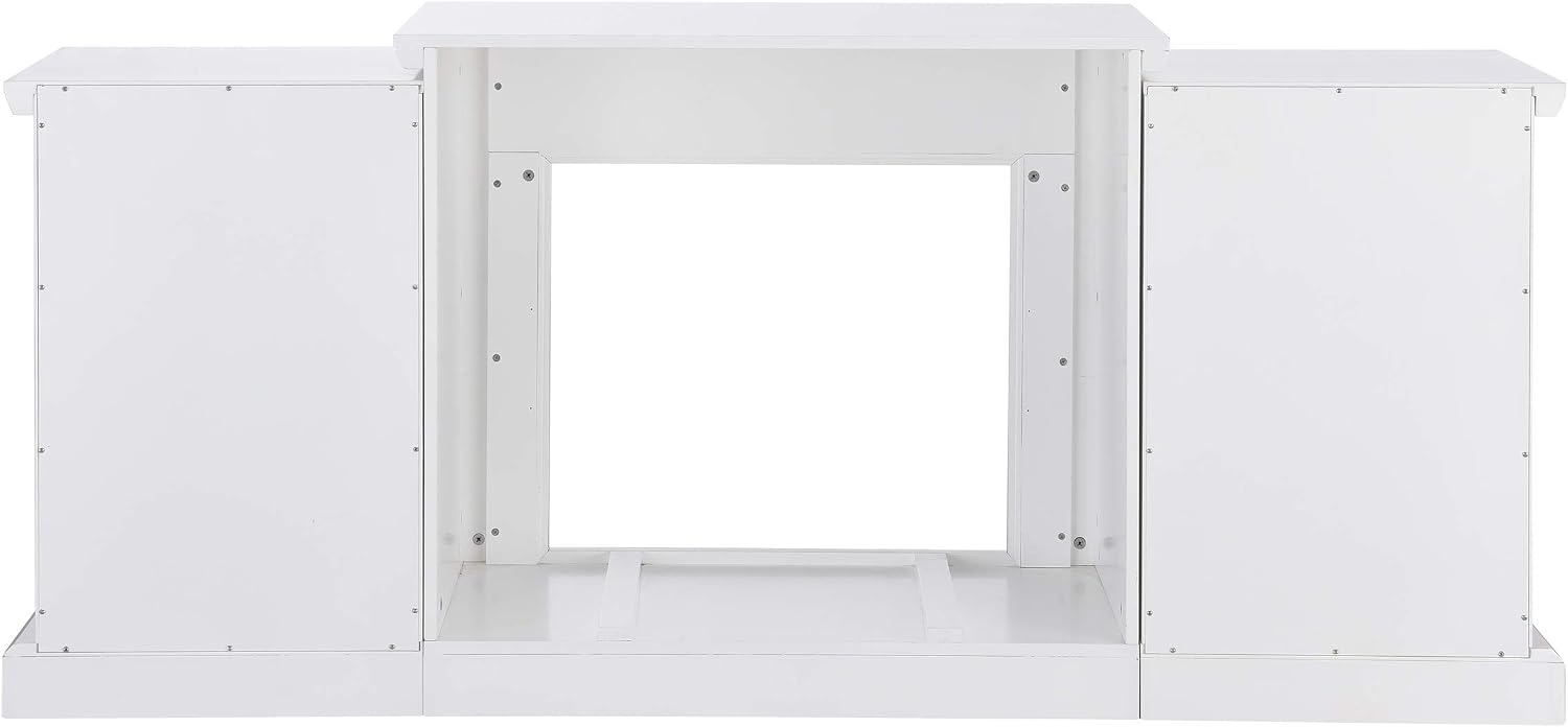 SEI Furniture Gallatin Faux Stone Electric Fireplace with Bookcases, New White