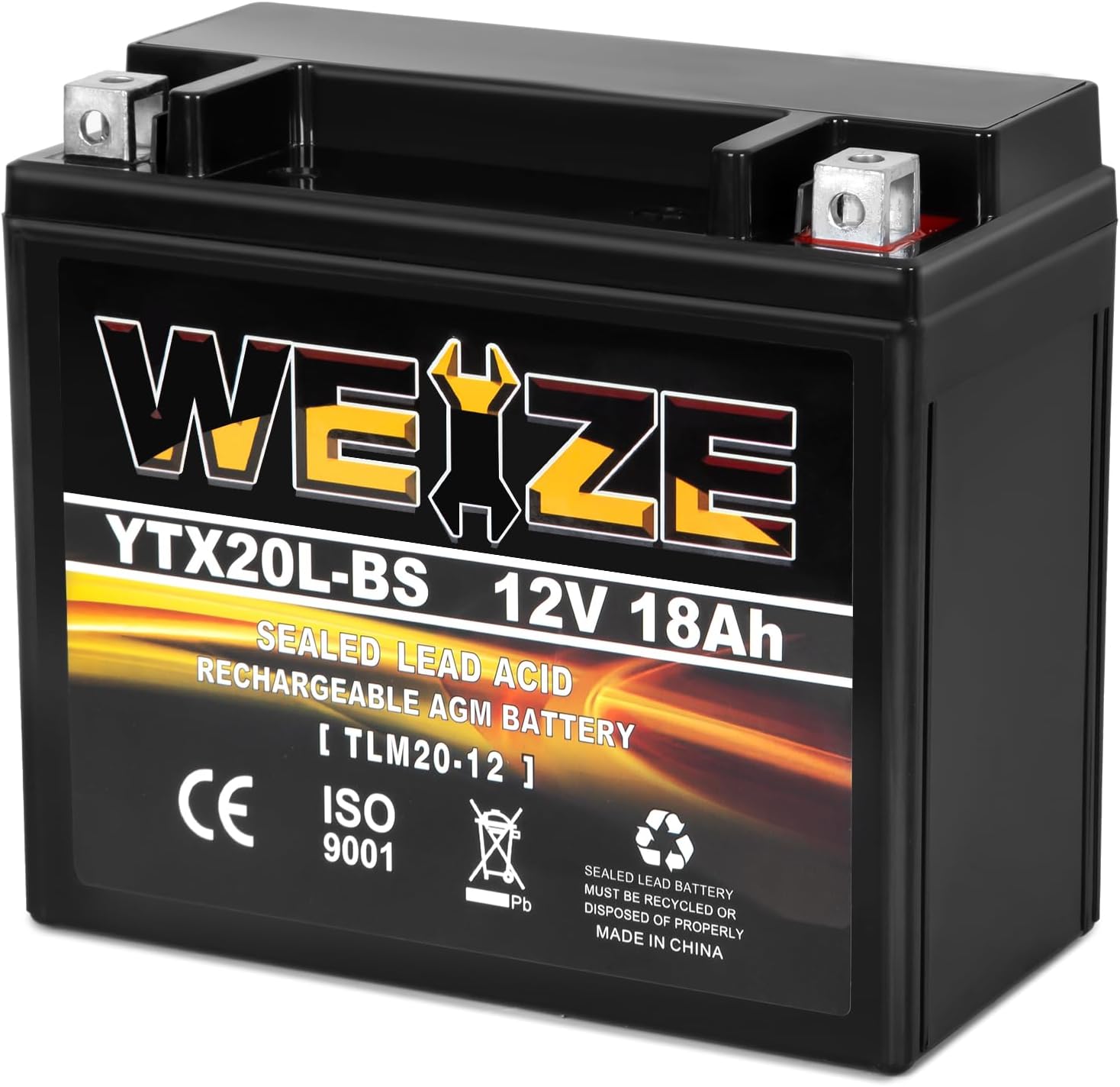 Weize YTX14 BS ATV Battery High Performance - Maintenance Free - Sealed AGM YTX14-BS Motorcycle Battery compatible with Honda Suzuki Kawasaki Yamaha scooter snowmobile
