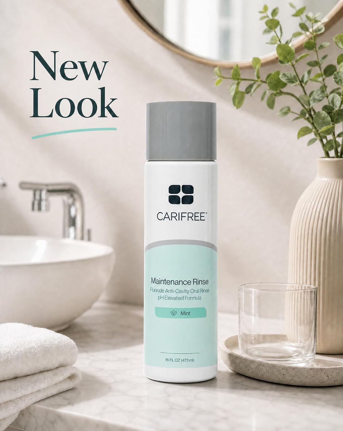 CariFree Maintenance Rinse Fluoride Mouthwash, Mint, Alcohol-Free, 16 oz | Anti-cavity fluoride & xylitol rinse; neutralizes pH, prevents decay, freshens breath; dentist recommended, alcohol-free.