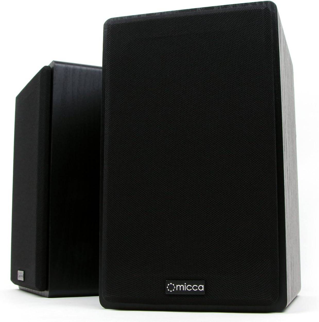 Micca MB42 Standard 2-Way Passive Bookshelf Speakers, Stereo Pair, Black | Amplifier Required, 4-Inch Carbon-Fiber Woofer, 0.75-Inch Silk-Dome Tweeter