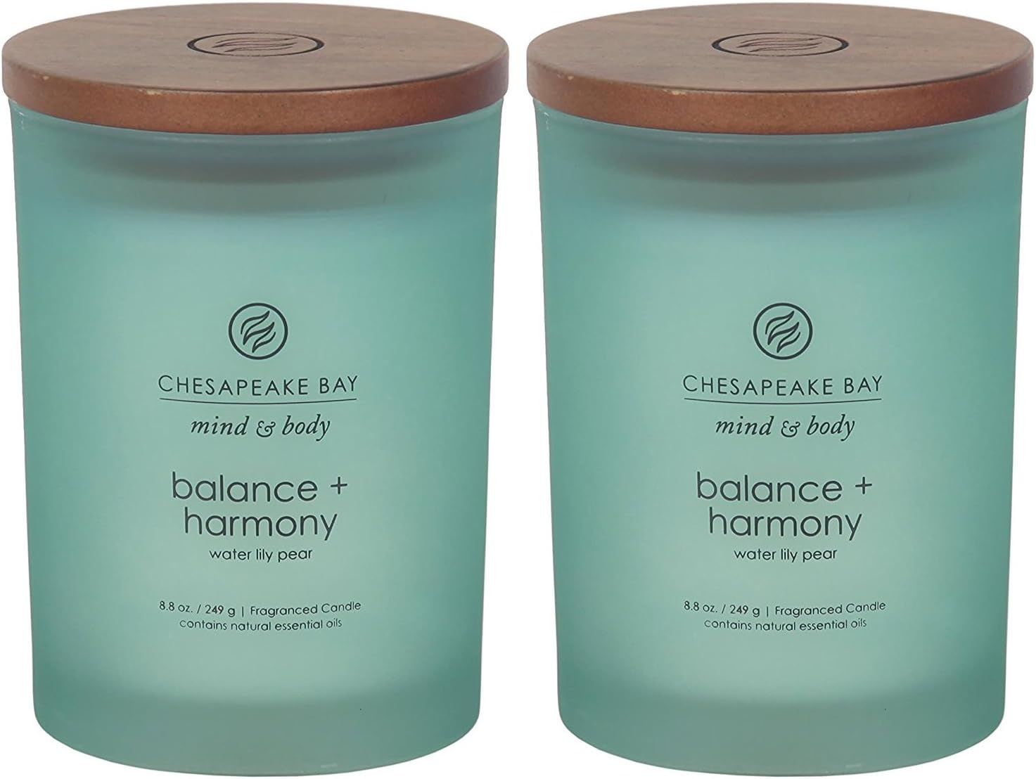 Chesapeake Bay Balance + Harmony Scented Candle Water Lily Pear Fragrance 50 Hours Burn Time Warm & Decorative Soy Wax Blend