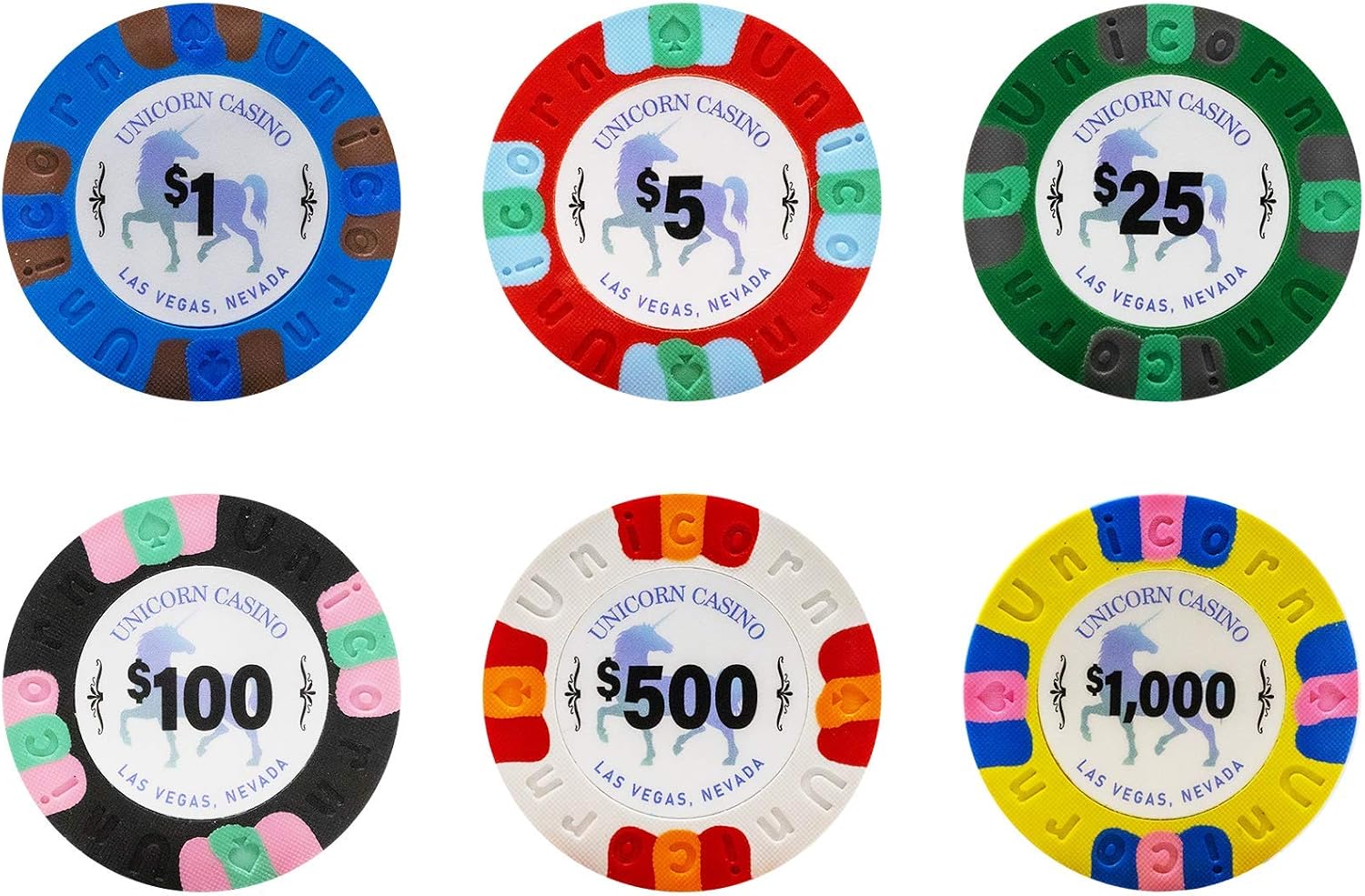 DA VINCI Unicorn All Clay Poker Chip Set with 500 Authentic Casino Weighted 9 gram Chips, Black ABS Case, 2 Decks of Plastic Playing Cards