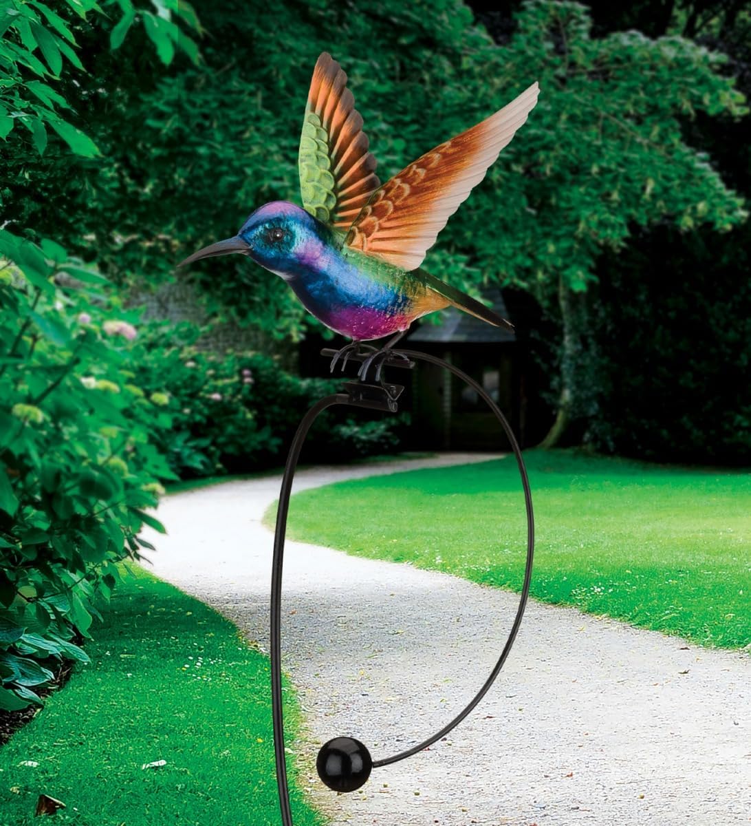 Regal Art & Gift Rocker Hummingbird Garden Stake, Kinetic Metal Yard Art