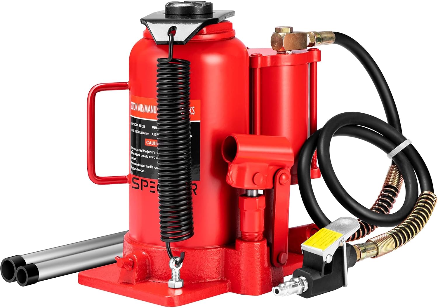 SPECSTAR Pneumatic Air Hydraulic Bottle Jack with Manual Hand Pump 20 Ton