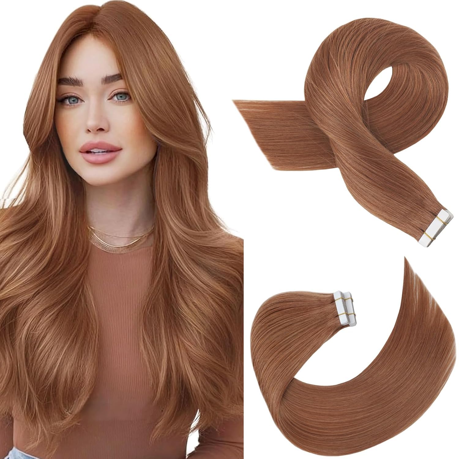 Moresoo Black Tape in Hair Extensions Human Hair, 18 Inch, 20Pcs, 50g