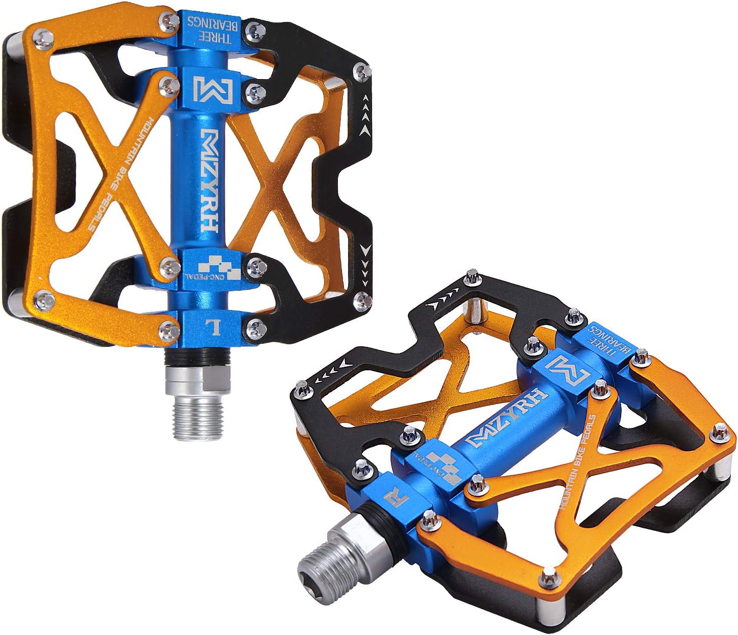 MZYRH Mountain Bike Pedals, Ultra Strong Colorful CNC Machined 9/16" Cycling Sealed 3 Bearing Pedals