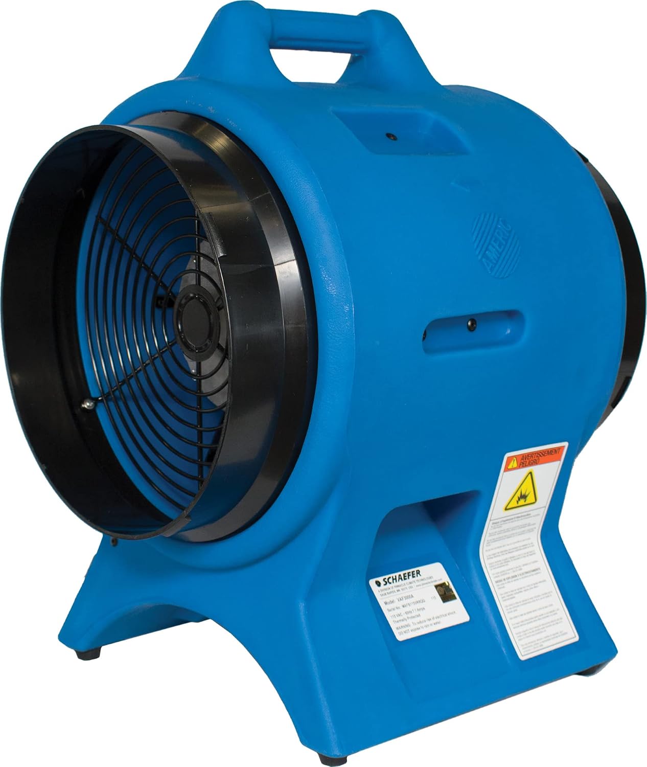 Schaefer VAF3000A 12" Diameter Industrial Confined Space Ventilator 115V 50/60Hz High Velocity Axial Exhaust Fan for Construction & Confined Spaces