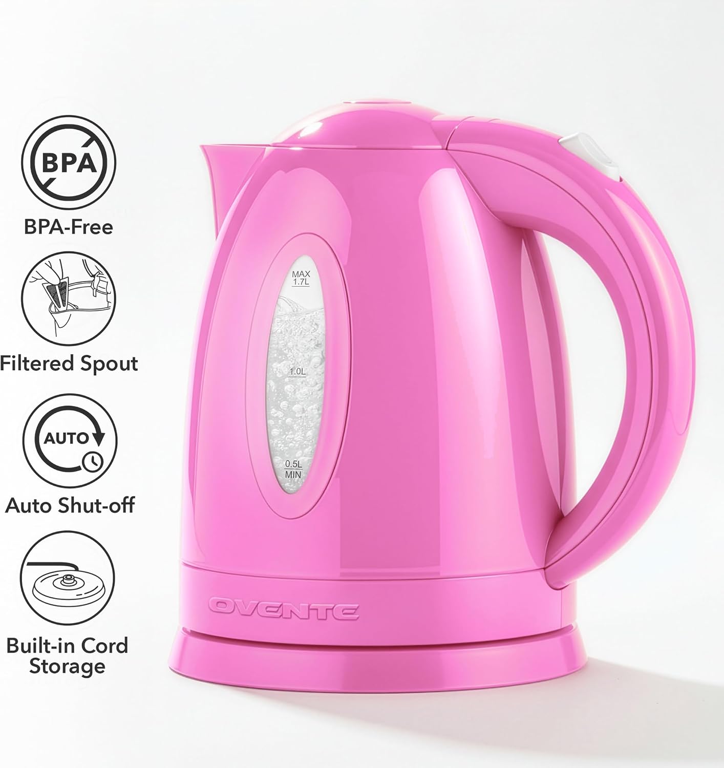 OVENTE 1.7L Electric Kettle with 1100W Fast Boiling Water, Green KP72G