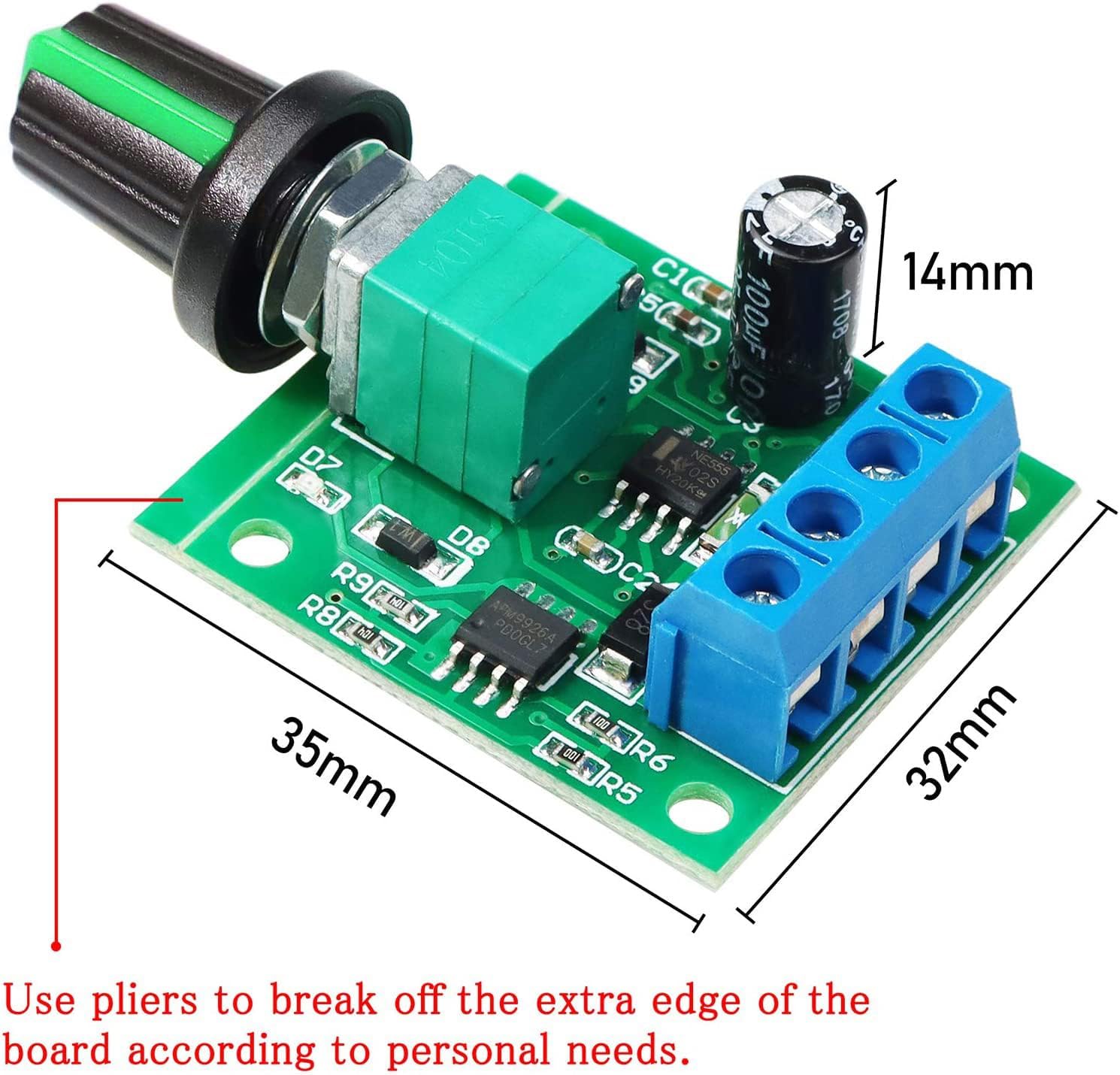 Gebildet 2pcs PWM Low Voltage Motor Speed Controller DC 1.8V 3V 5V 6V 12V 2A 1803BK 1803B Adjustable Driver Switch with Speed Control Knob