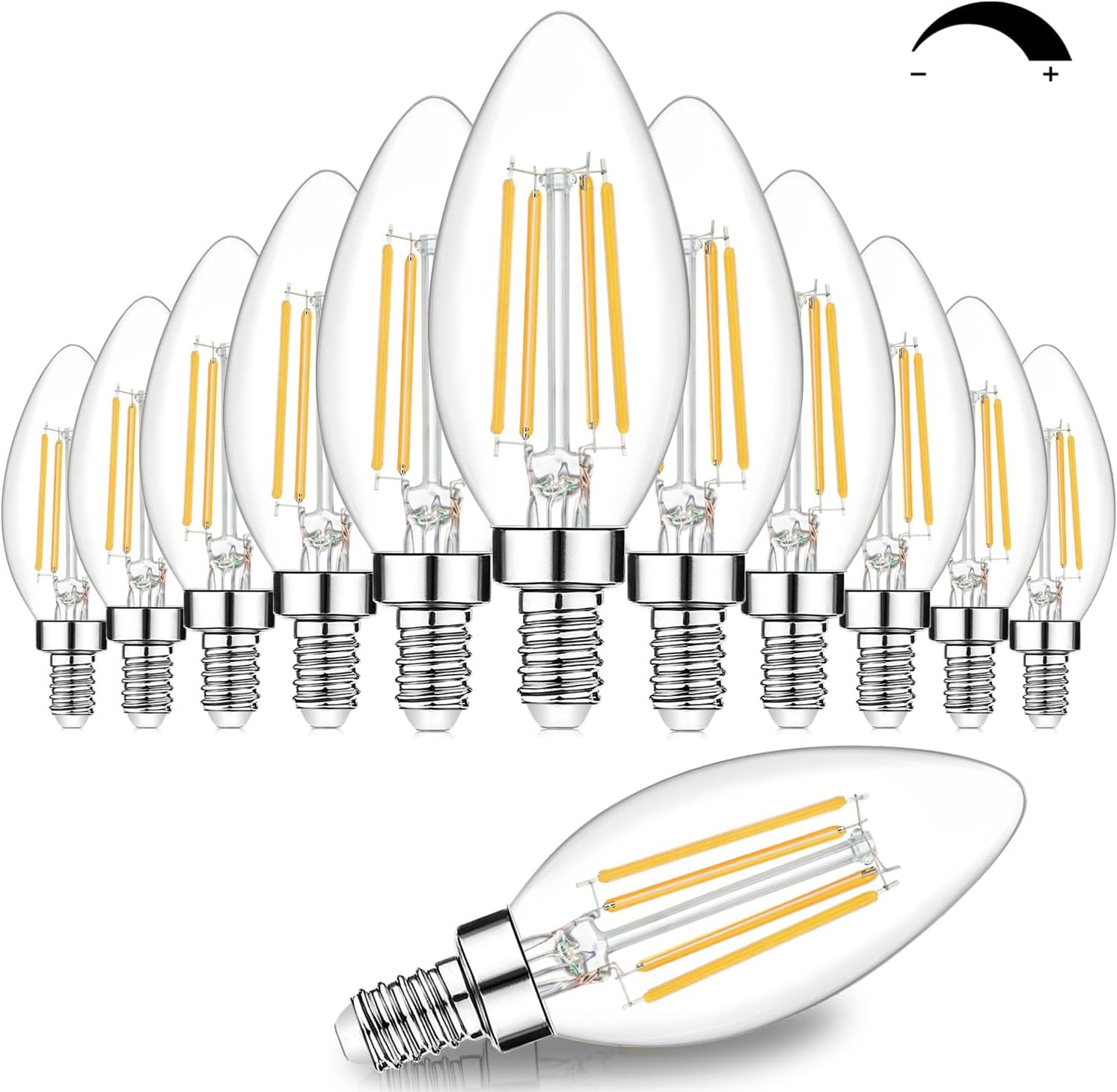 BesLowe 12-Pack Dimmable E12 LED Candelabra Bulbs 60W Equivalent, 2700K