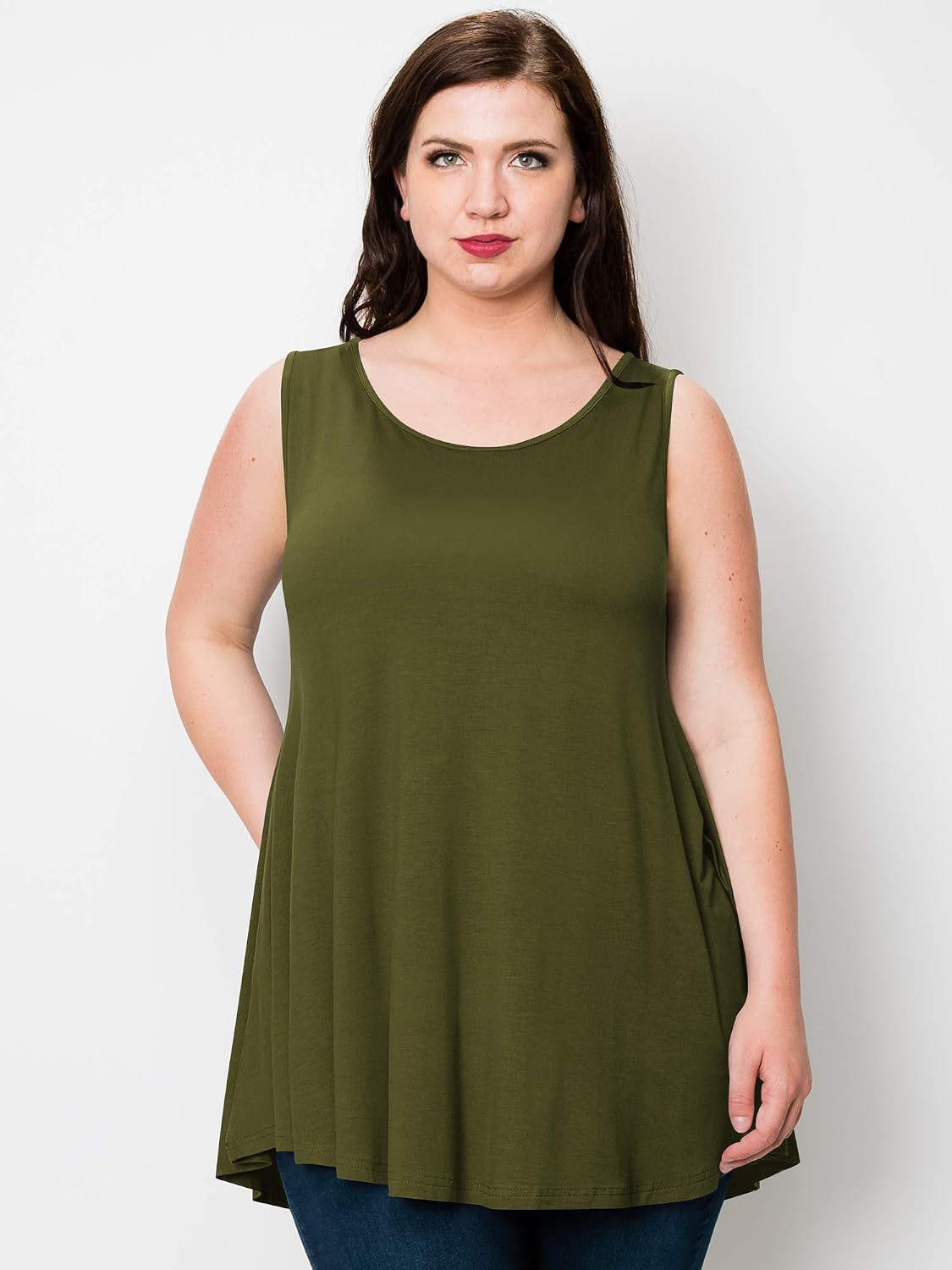 Lock and Love Women Solid Short Sleeve/Sleeveless Tunic for Leggings Swing Tunic Flare Tank Tops S-5XL Plus Size Made in USA