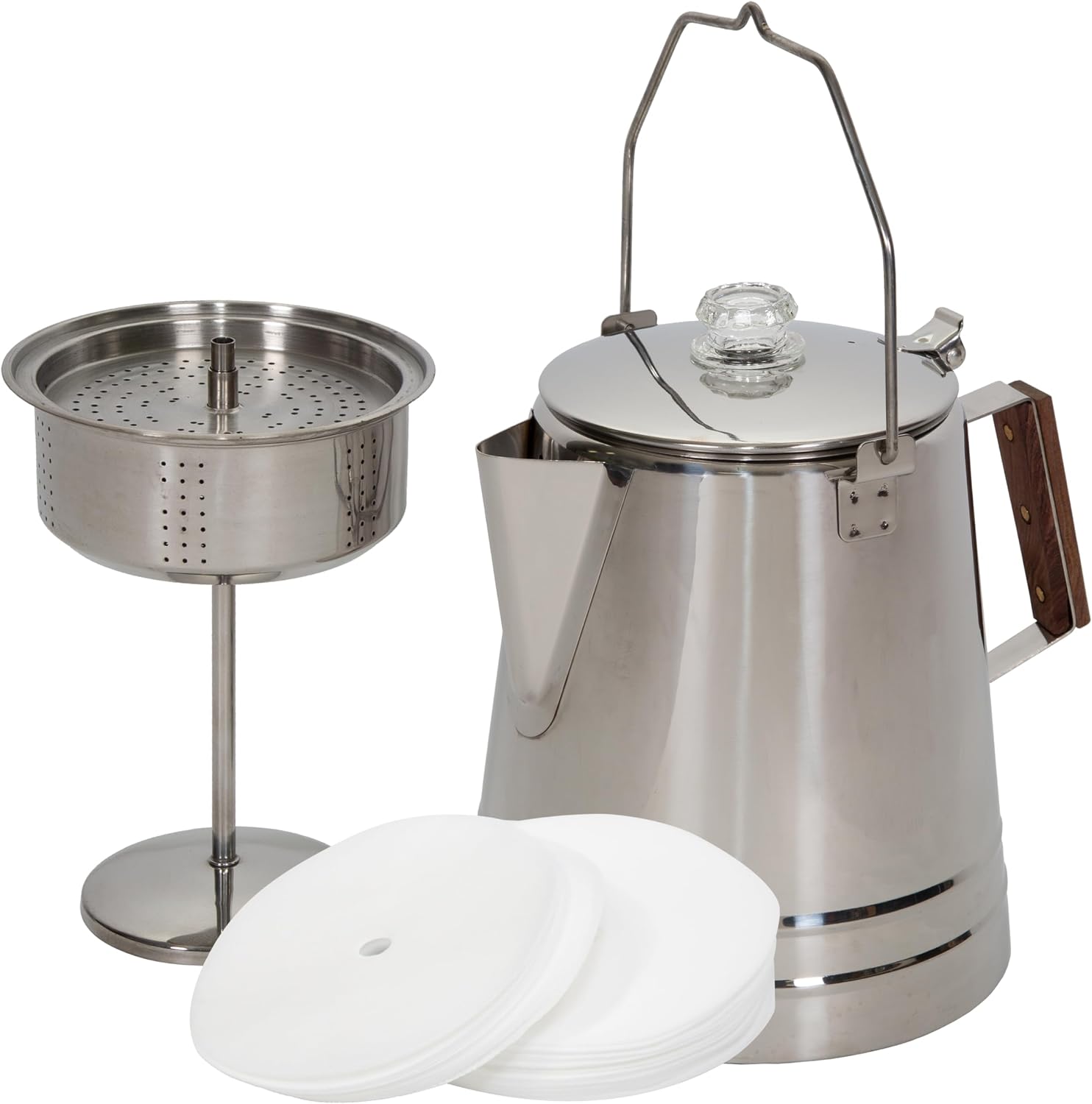 Stansport Stainless Steel Percolator Coffee Pot 9 Cups (276-9), Silver