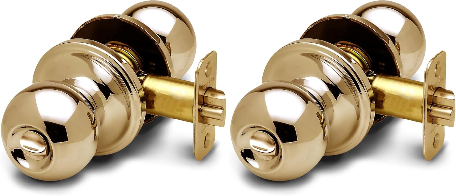 Copper Creek Privacy Interior Door Knob – ANSI Grade-3 Certified, Modern Heavy Duty Handle, Easy Install and Reversible for Bedroom, Bathroom & Closets – Satin Stainless (1 Pack)