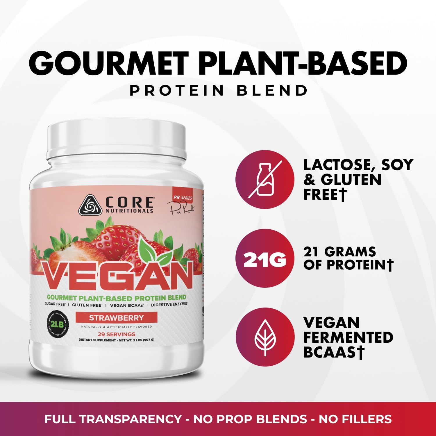 Core Nutritionals Vegan Plant Protein, Chocolate Brownie, 2 lb