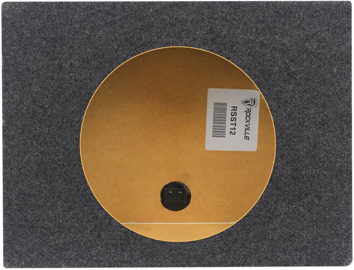 Rockville RSST12 Single 12" Sealed Shallow Car/Truck Subwoofer Enclosure | 0.9 cu.ft., 5/8" MDF, Made in USA, Gold Terminals, 6" Mounting Depth