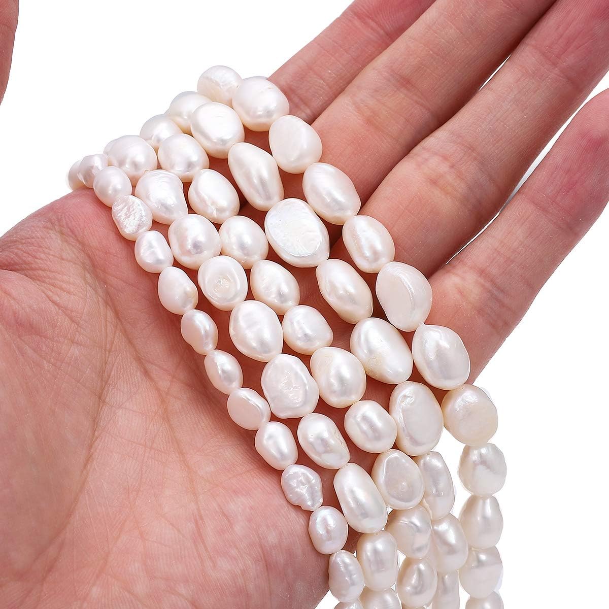 BEADIA Natural Pearl Beads Side Hole 7-8mm Purple Freshwater Cultured Loose Gemstone Beads for DIY Jewelry Making 13.8''/Strand