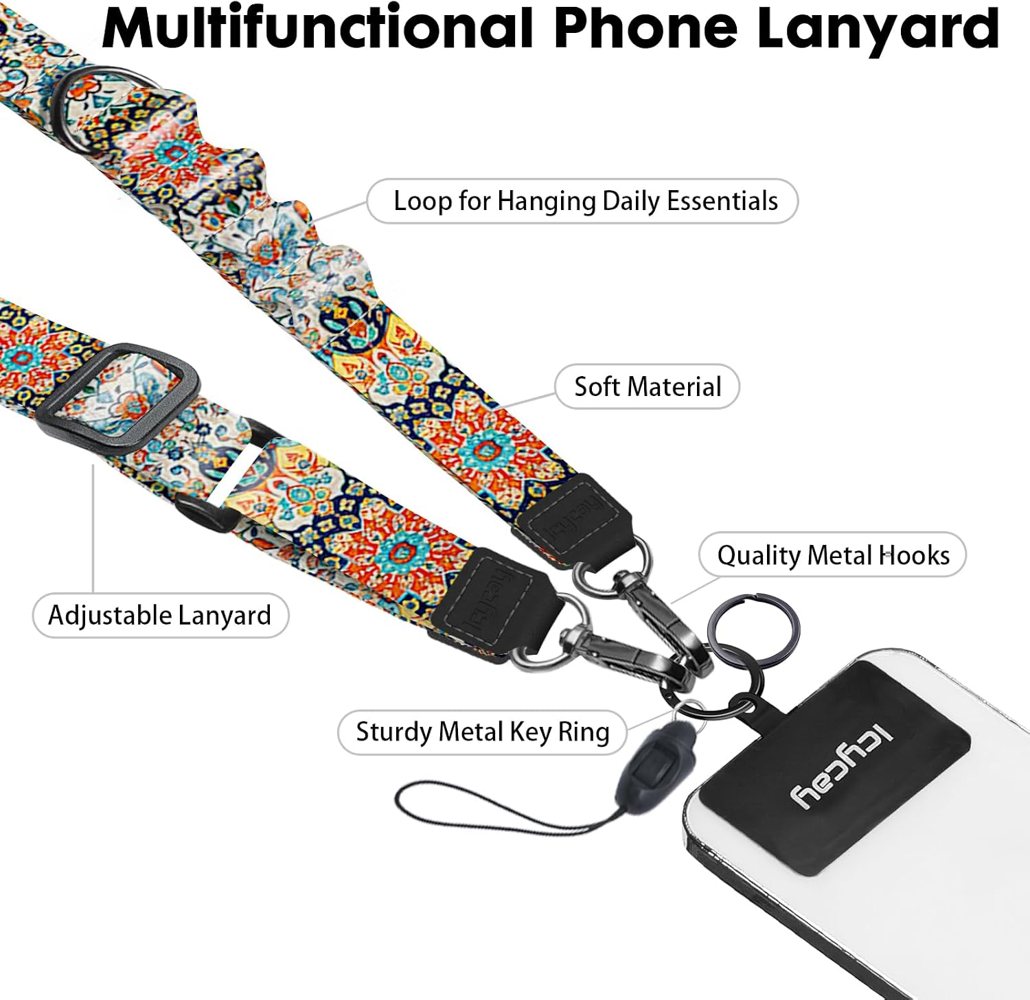 Icycay Phone Lanyard Crossbody Strap Neck Adjustable Teacher Women Cat