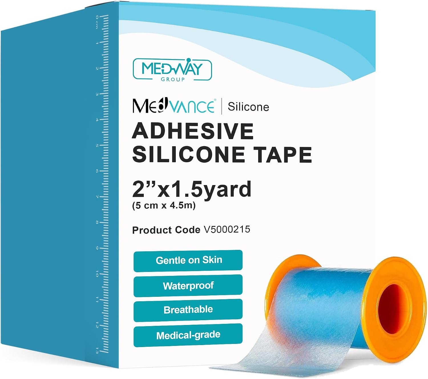 MedVance Silicone Adhesive Medical Tape, Scar Sheet,1" x5' (1 Pack)