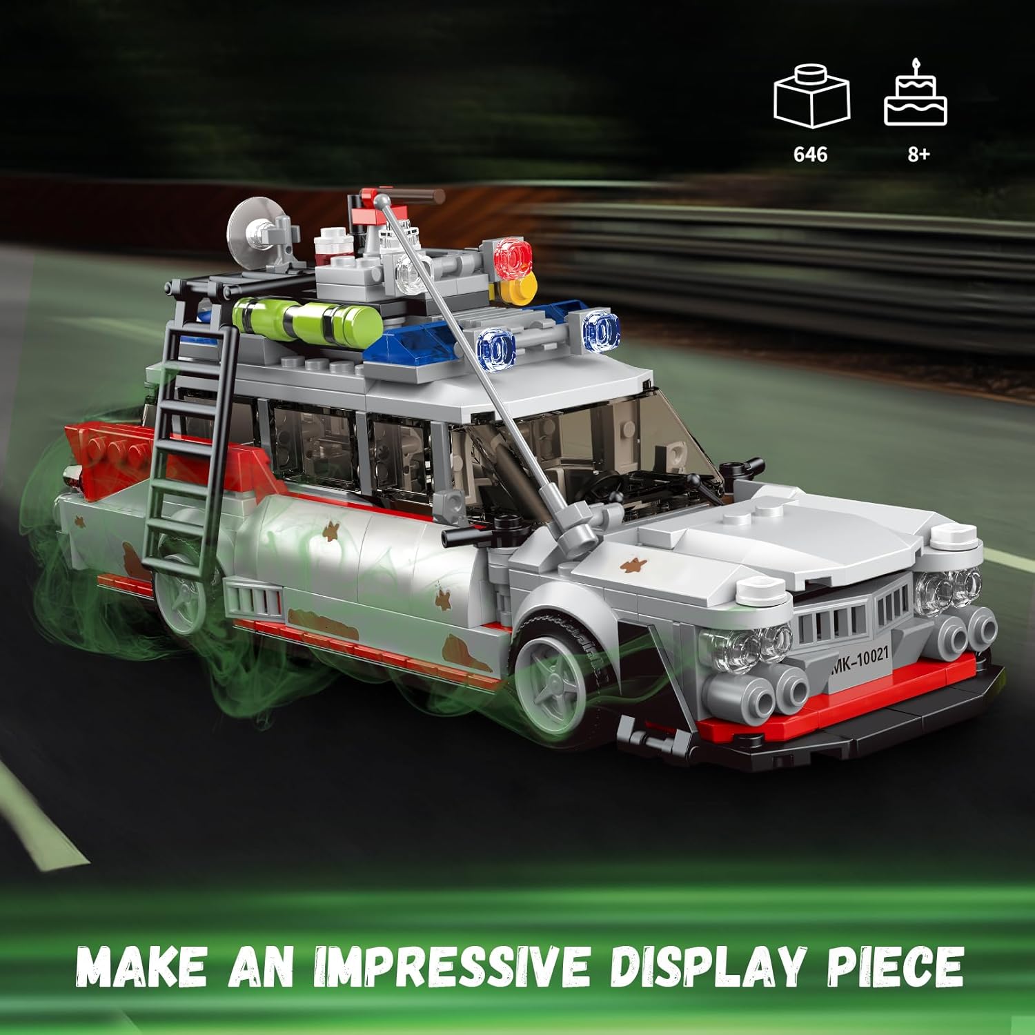 Ghost Car ECTO-1 Building Blocks Kit for Adults, Compatible with Lego Speed, Race Vehicle Building Toy for Kids Boys 8-14
