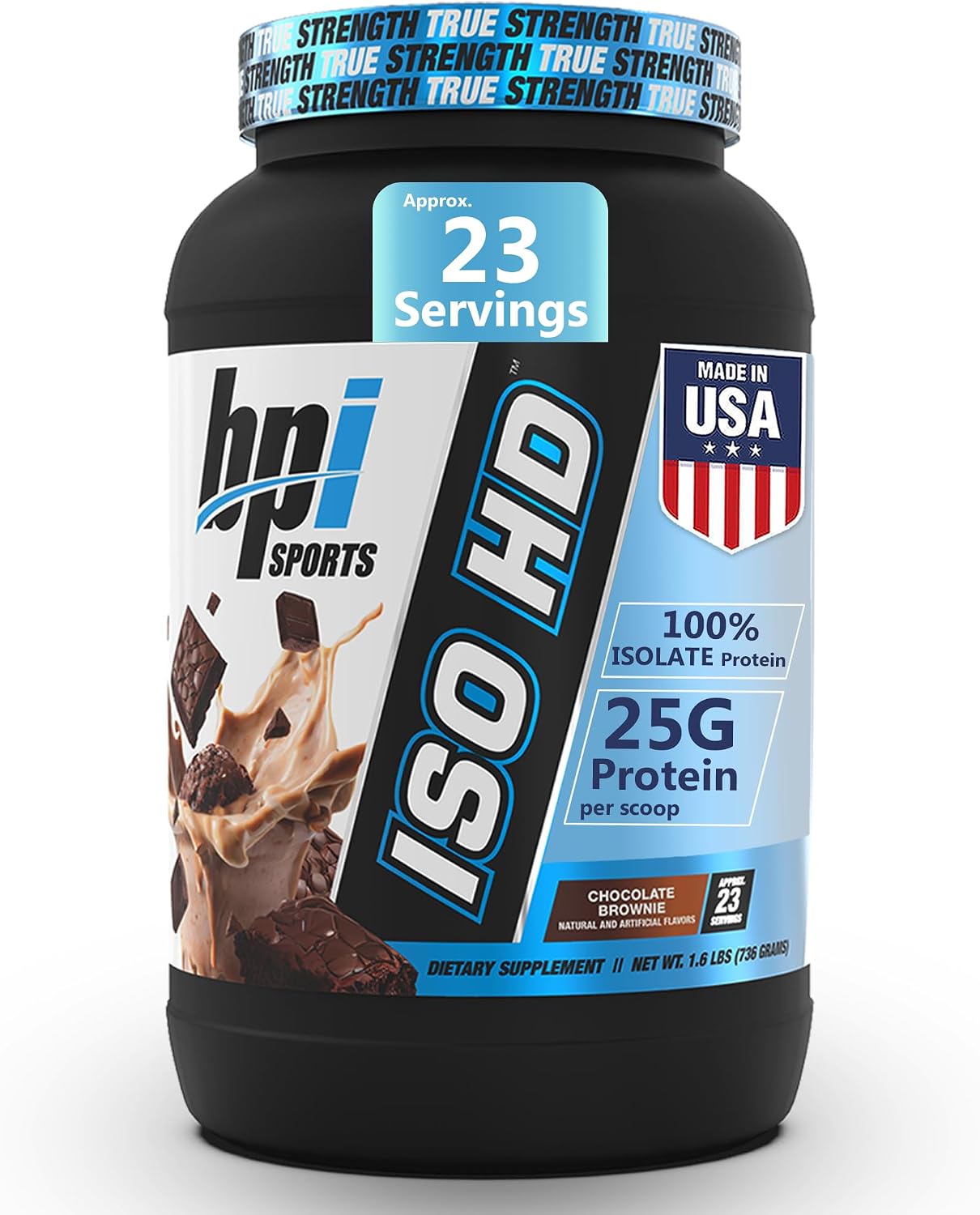 BPI Sports ISO HD Isolate Protein Powder – 100% Whey Isolate, Protein Powder for Muscle Gain - Chocolate Brownie, 5.4 Pounds - 69 Servings