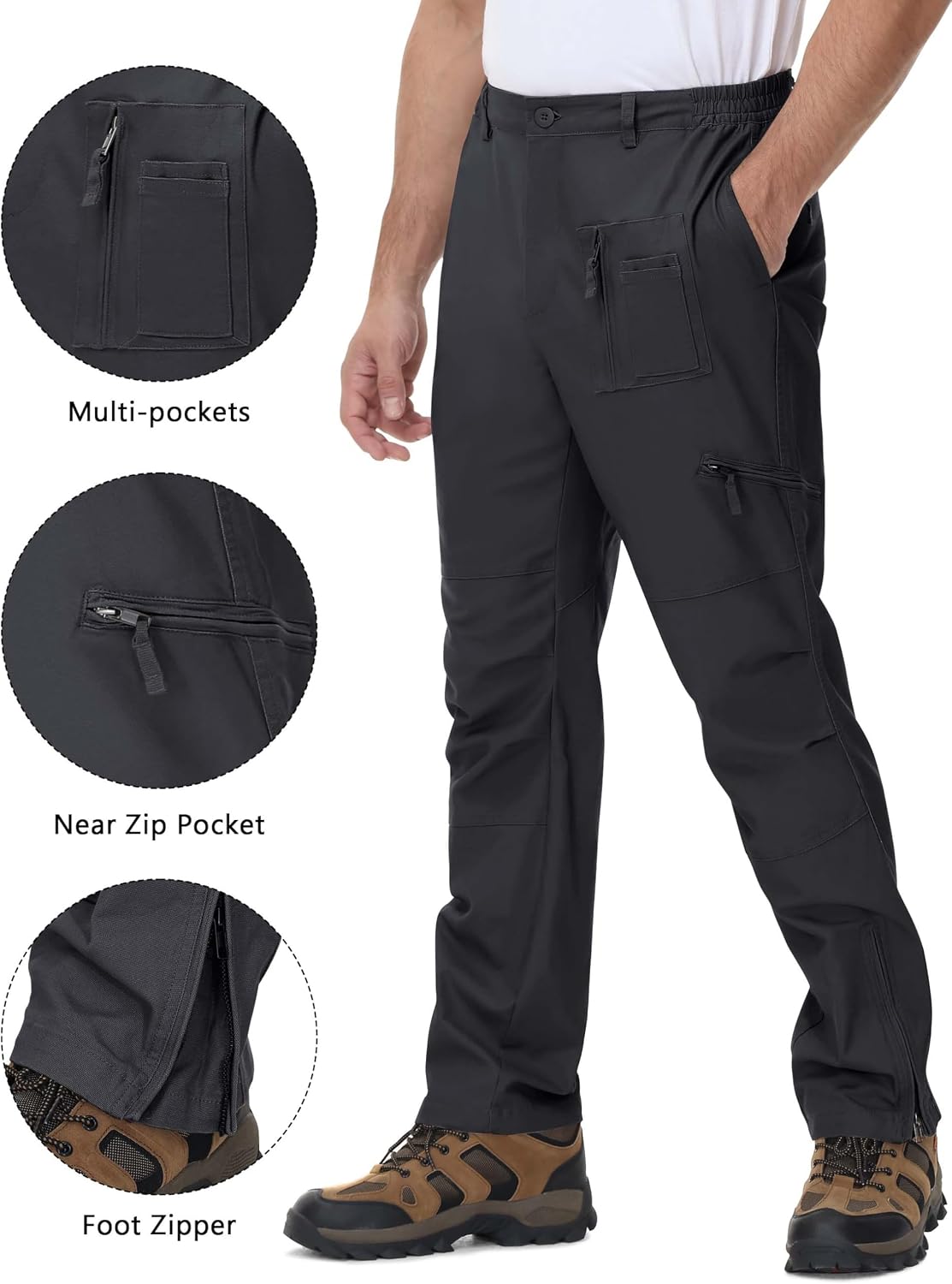 CRYSULLY Mens Tactical Cargo Pants Ripstop Cotton Military Hiking Work