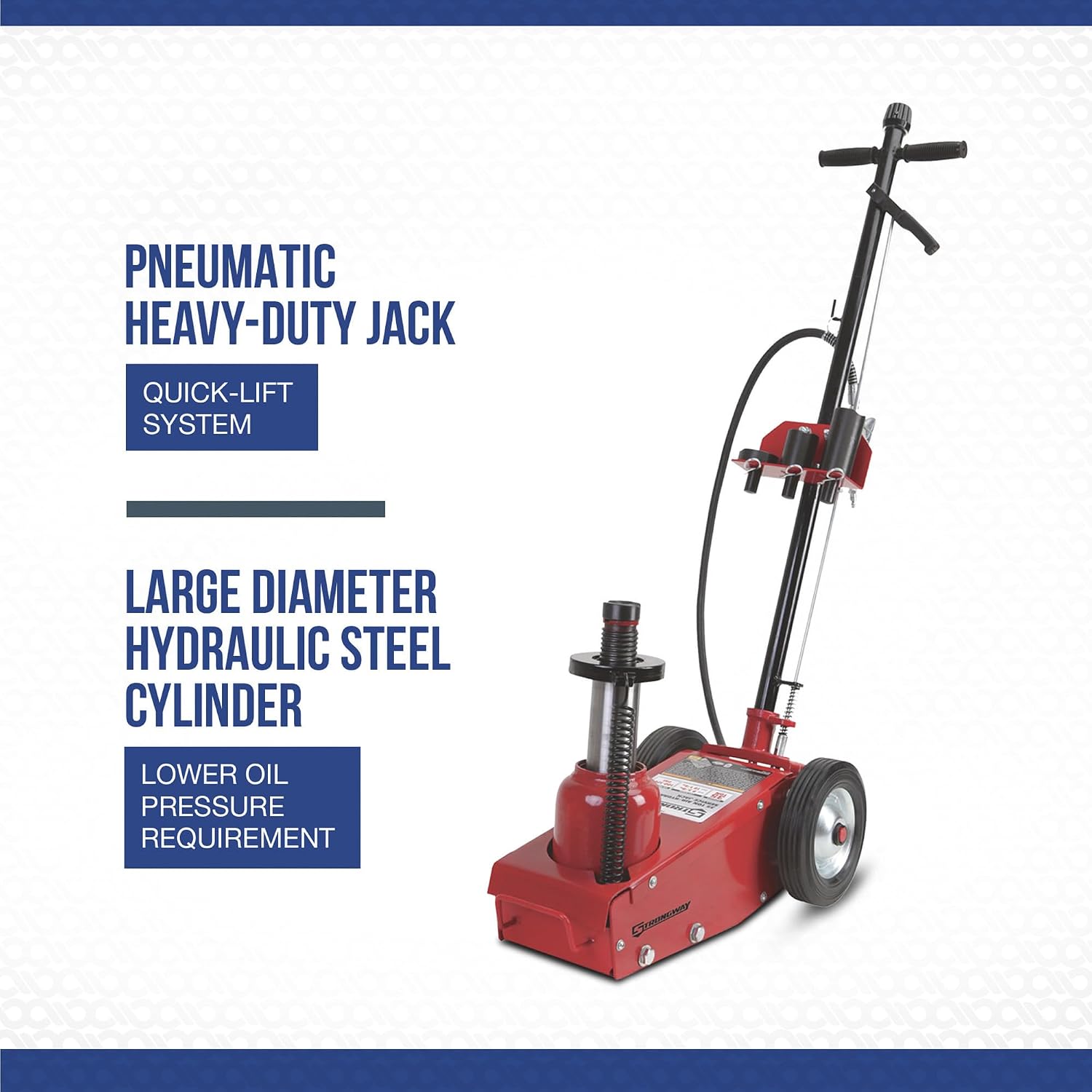 Strongway 22-Ton Quick Lift Air/Hydraulic Service Floor Jack | Controlled vehicle lifting, heavy shop use, stable positioning, professional garage service, durable steel construction