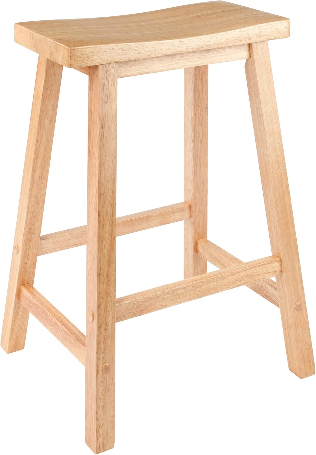 Winsome Satori Saddle Seat Counter Stool, Walnut, 24" | Classic Backless Bar Chairs for Kitchen & Dining Room Seating, Timeless Essential Furniture for Home, Dorm, Apartments